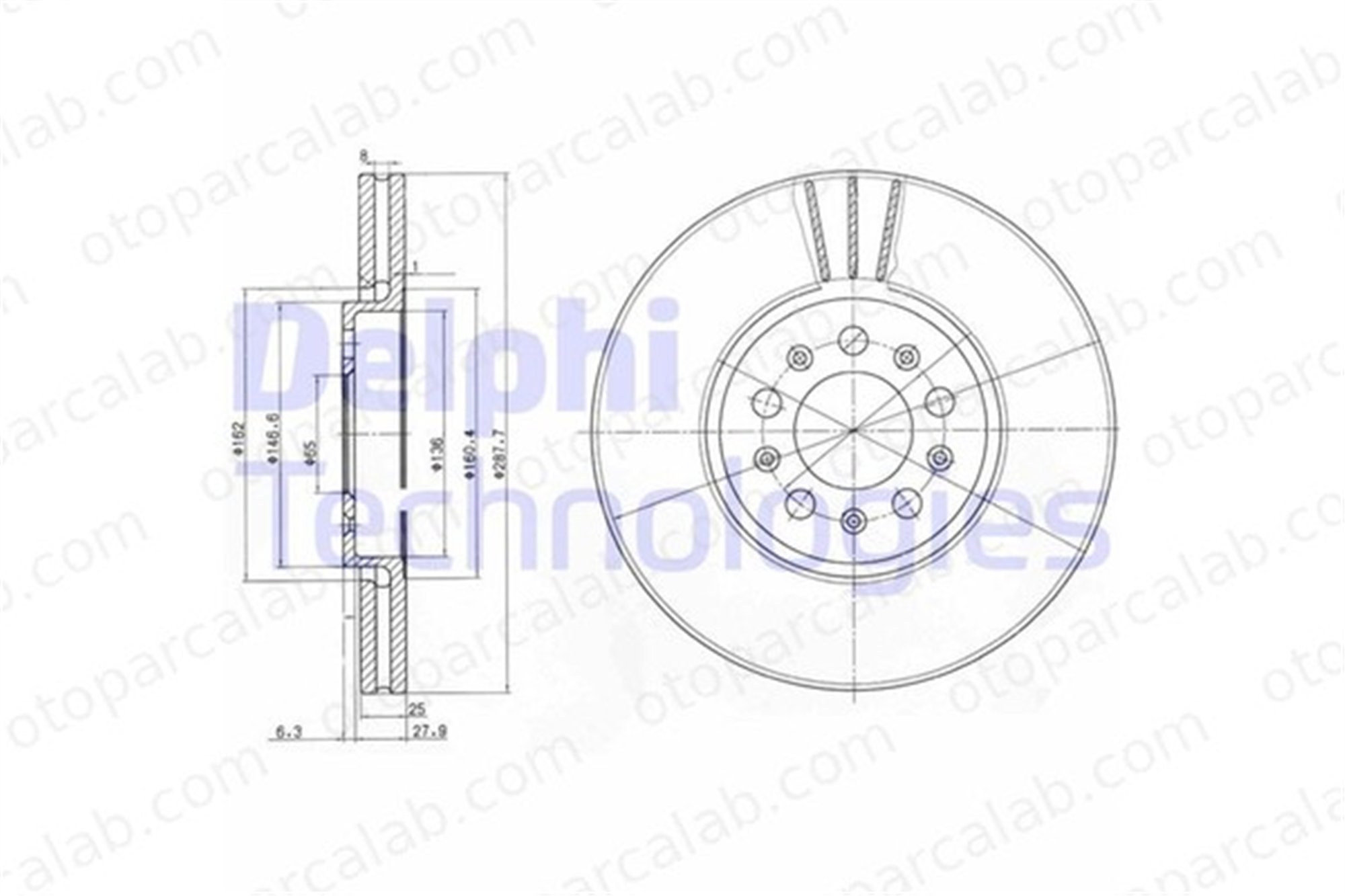 DELPHI BG3035C Fren Disk Ayna Ön Sağ ve Sol VW BORA I BORA Variant 1J0615301 1J0615301C