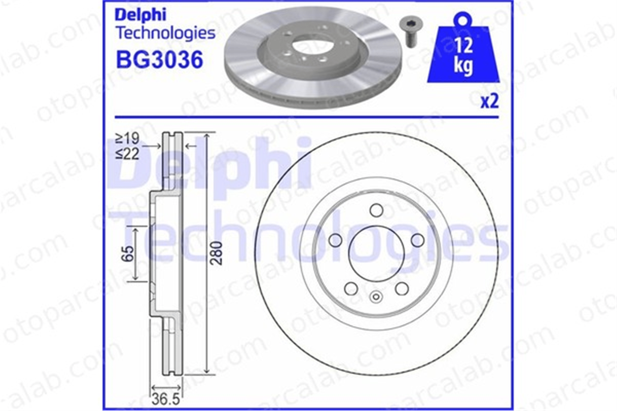 DELPHI BG3036 Fren Disk Ayna Ön Sağ ve Sol VW GOLF IV GOLF IV Variant 1J0615301M 1J0615301E