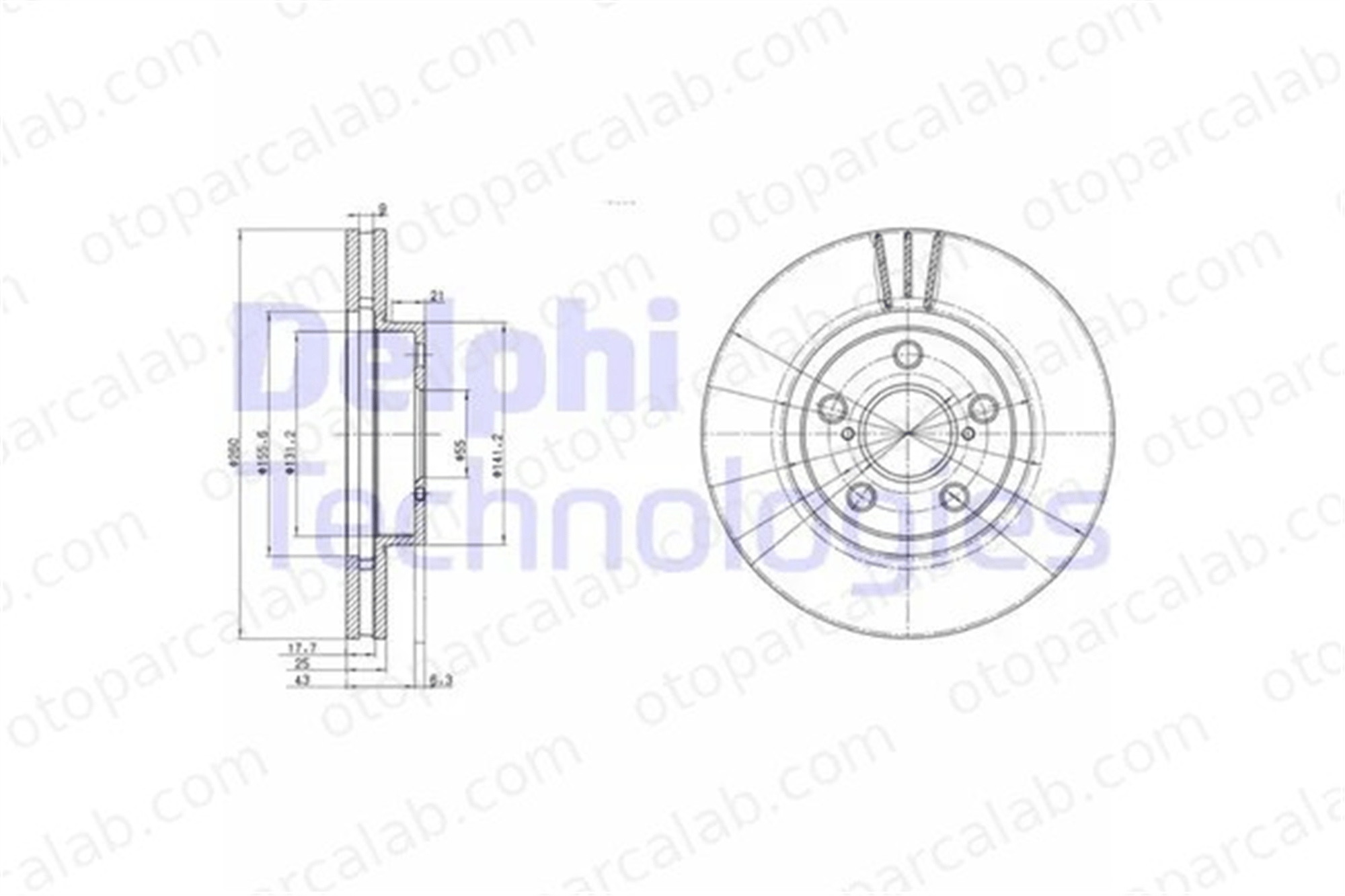 DELPHI BG3347 Fren Disk Ayna Ön Sağ ve Sol TOYOTA AVENSIS AVENSIS Liftback 4351205030