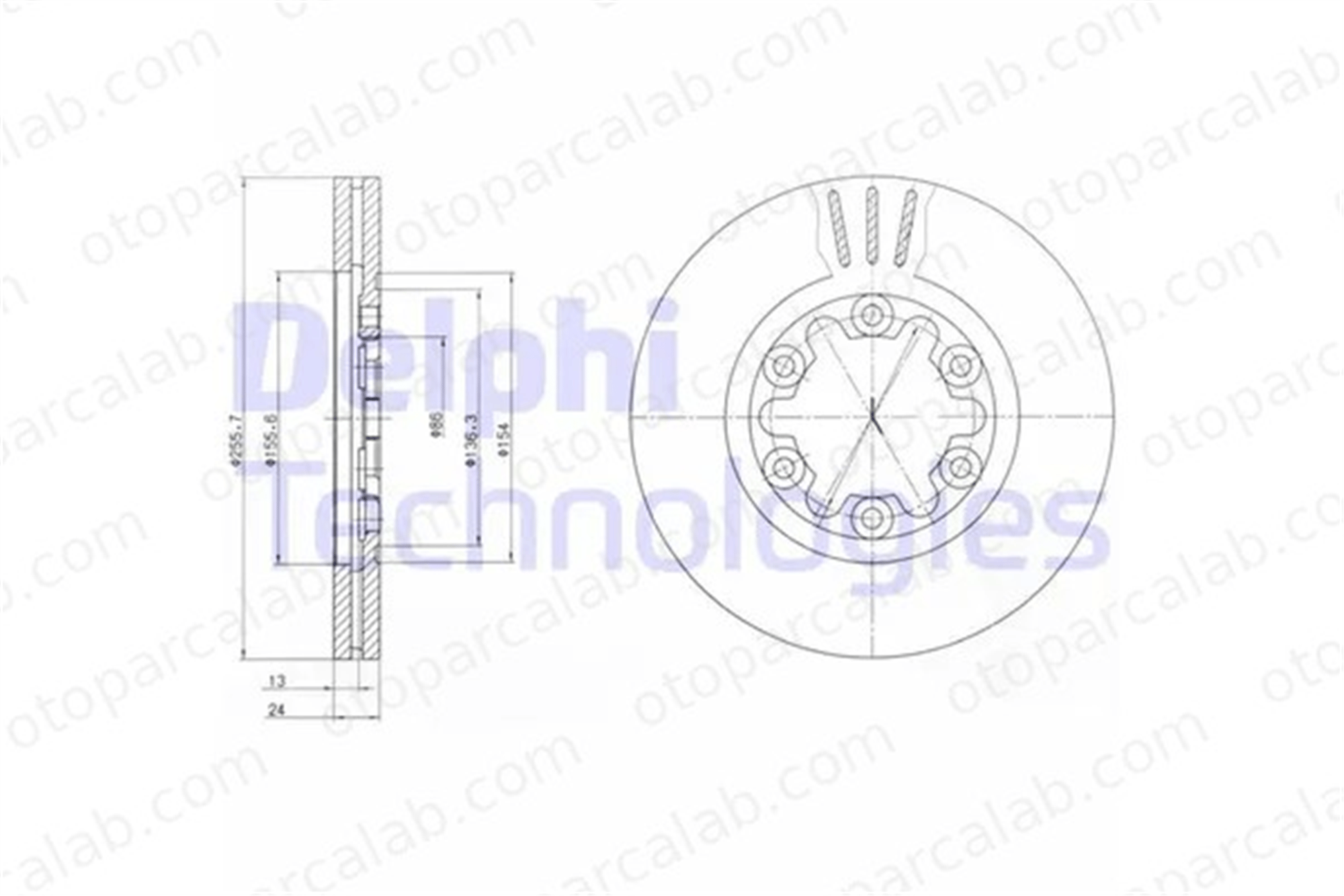 DELPHI BG3559 Fren Disk Ayna Ön Sağ ve Sol FORD RANGER MAZDA BT-50 Pick-up 986479S41 0986479S41