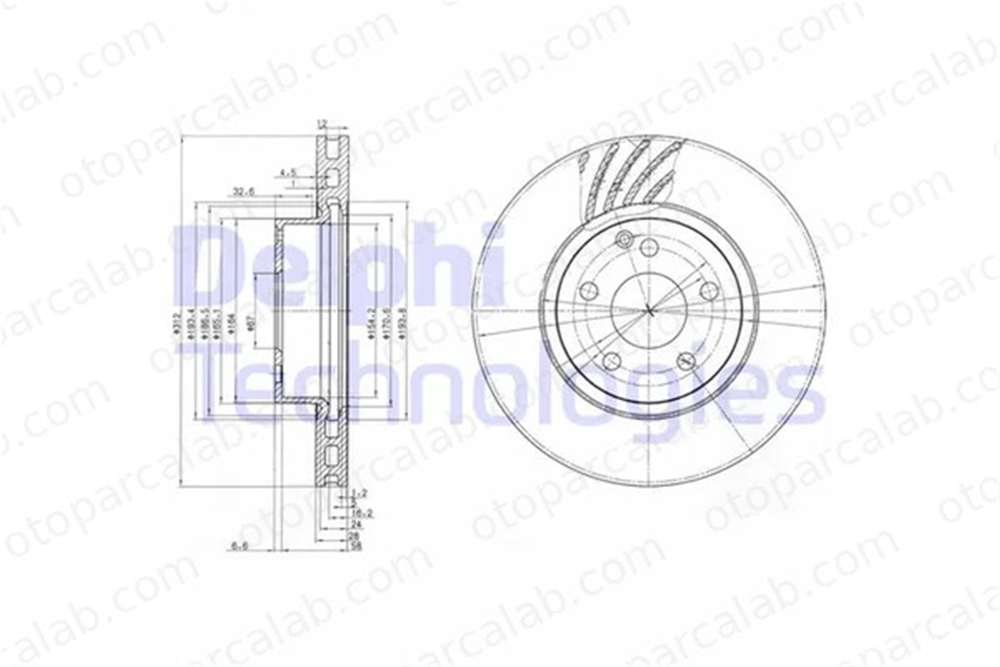DELPHI BG3756 Fren Disk Ayna Ön Sağ ve Sol MERCEDES-BENZ E-SERISI T-Model E-SERISI 2114210912 211421091264