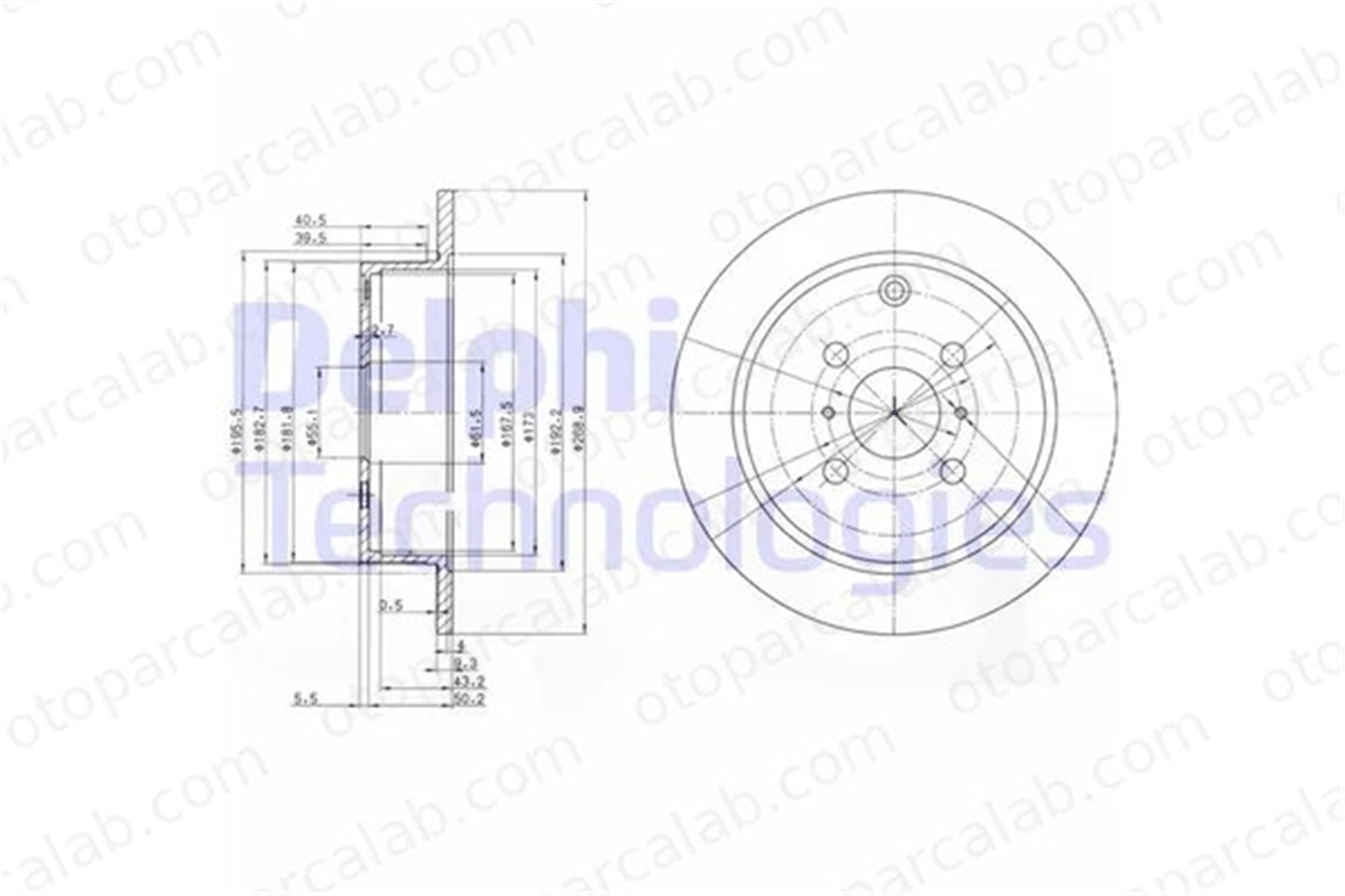 DELPHI BG3867 Fren Disk Ayna Arka Sağ ve Sol TOYOTA COROLLA YARIS VERSO 424310D050 4243112210