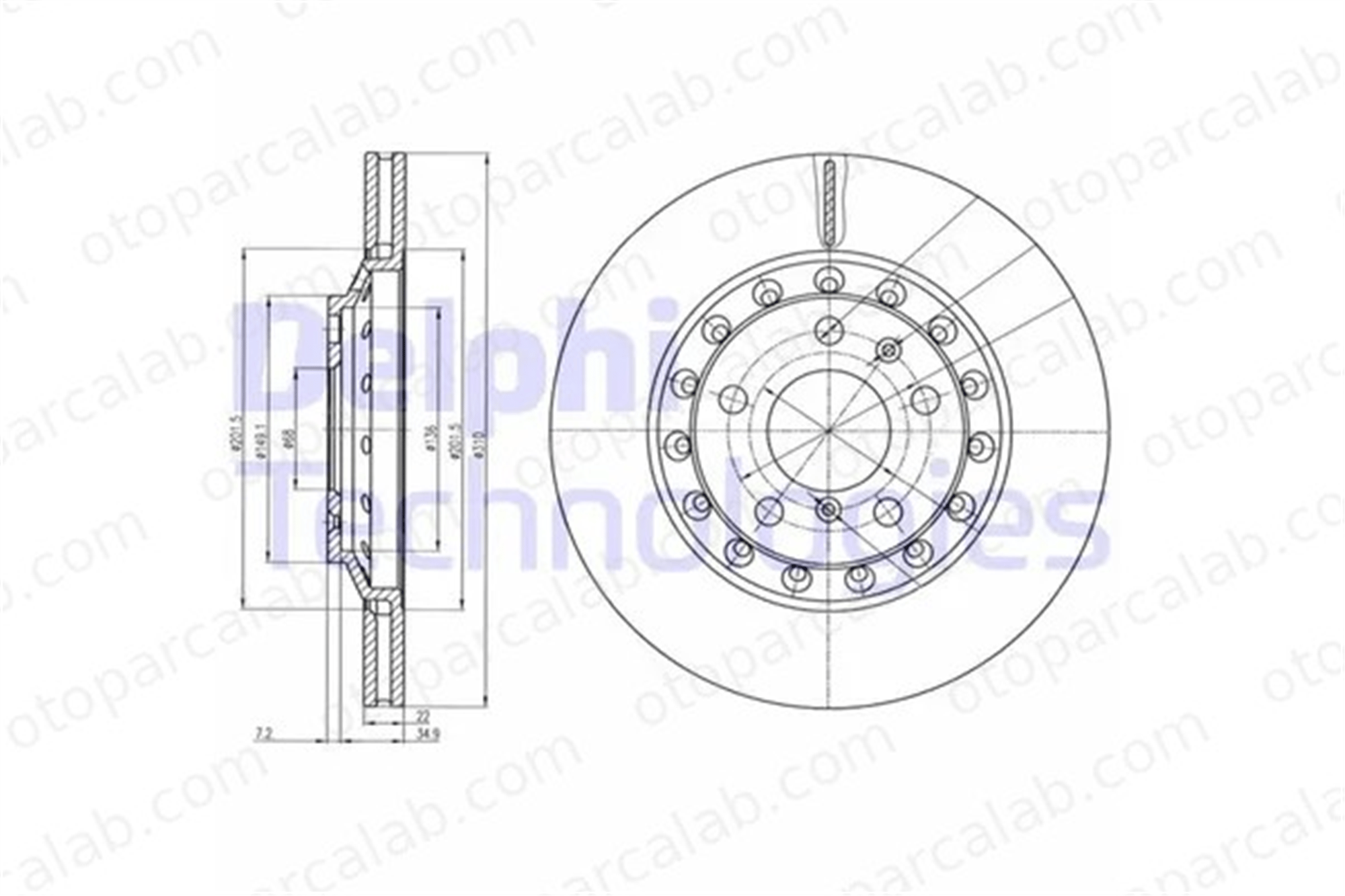 DELPHI BG3958 Fren Disk Ayna Arka Sağ ve Sol AUDI A8 D3 VW PHAETON 4E0615601K 4E0615601A