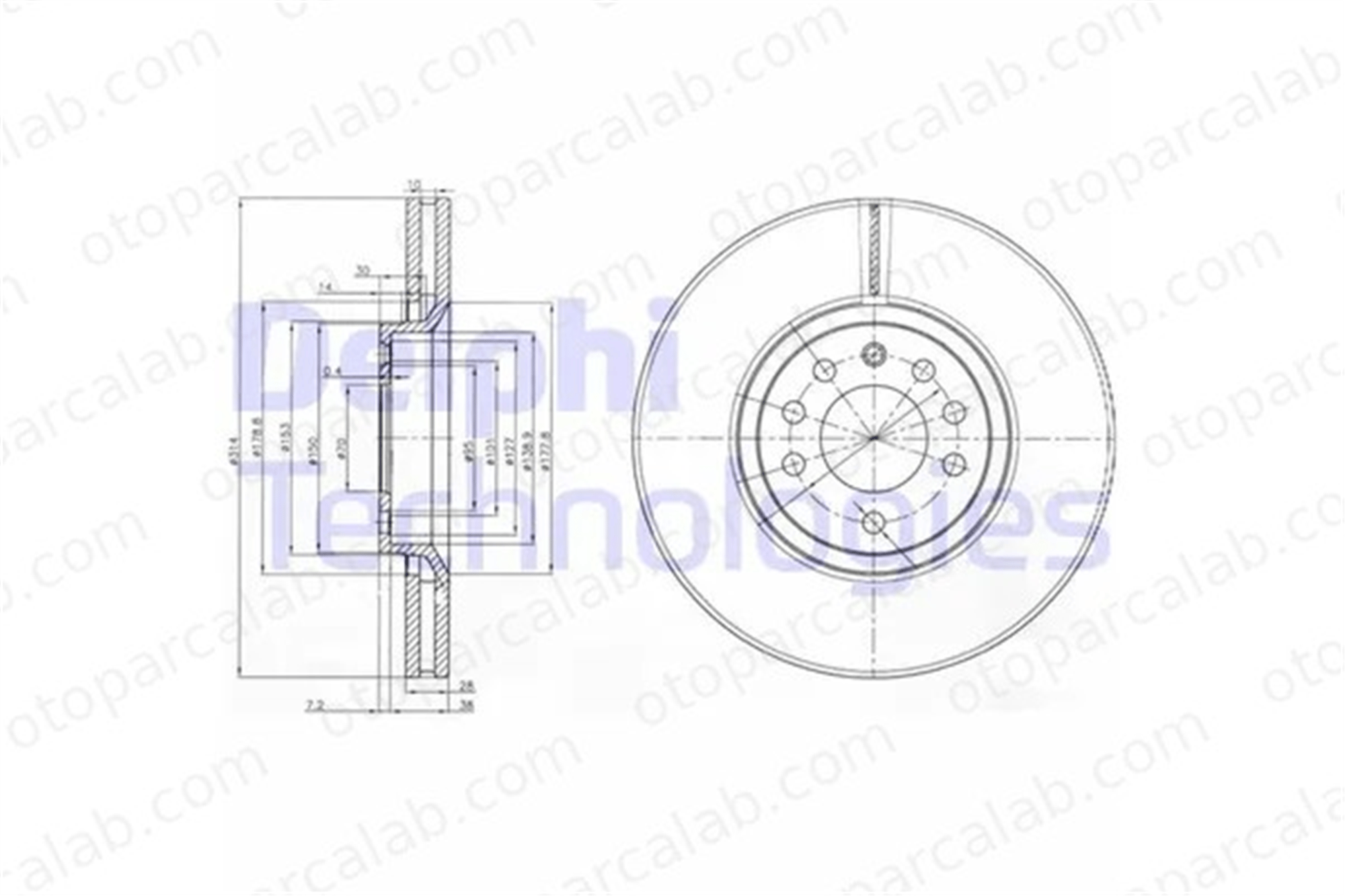 DELPHI BG3973 Fren Disk Ayna Ön Sağ ve Sol SAAB 9-3 9-3 Station wagon 95526643 93175606