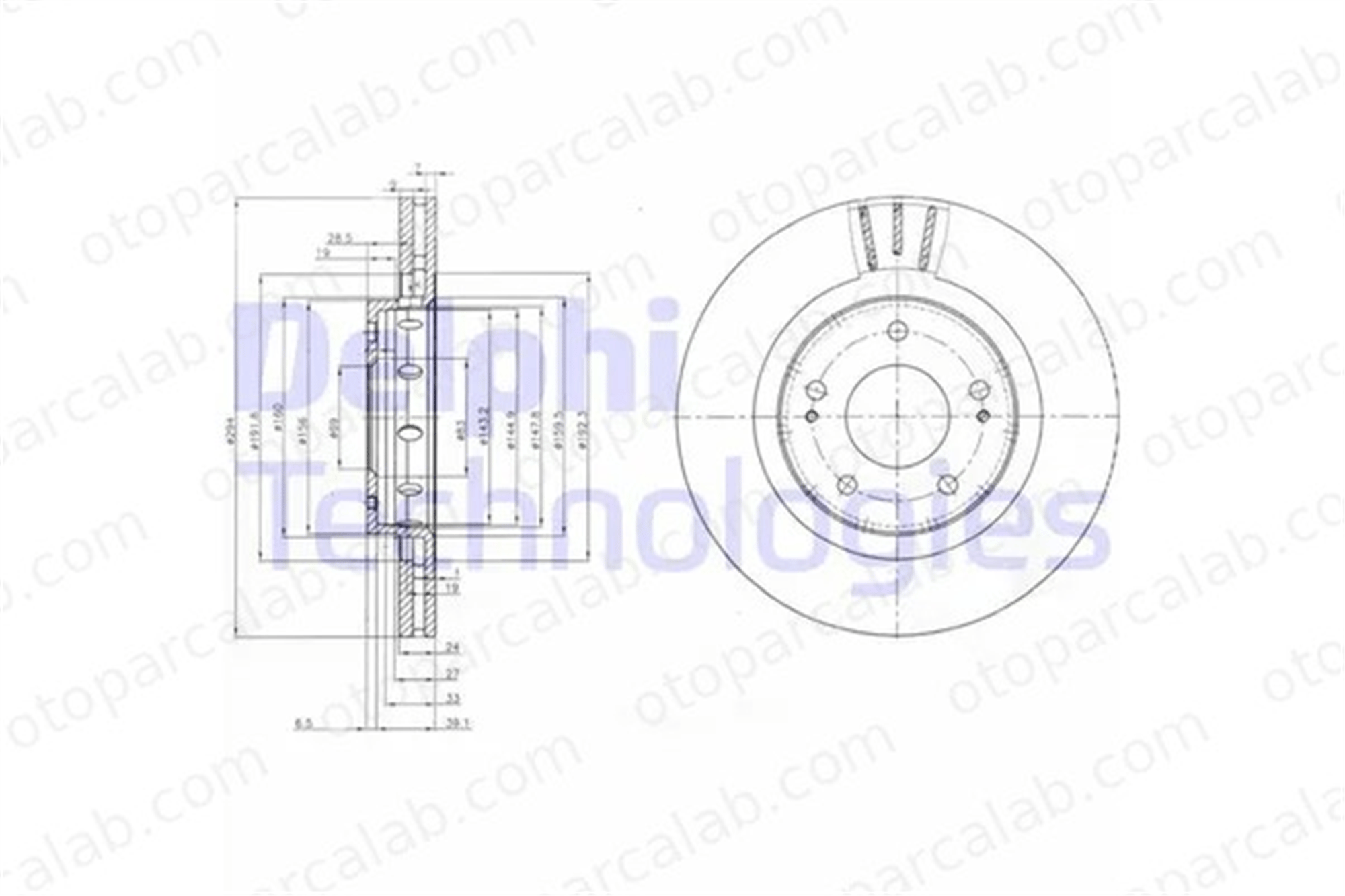 DELPHI BG4038C Fren Disk Ayna Ön Sağ ve Sol MITSUBISHI OUTLANDER II OUTLANDER I 1606375780 1611429880