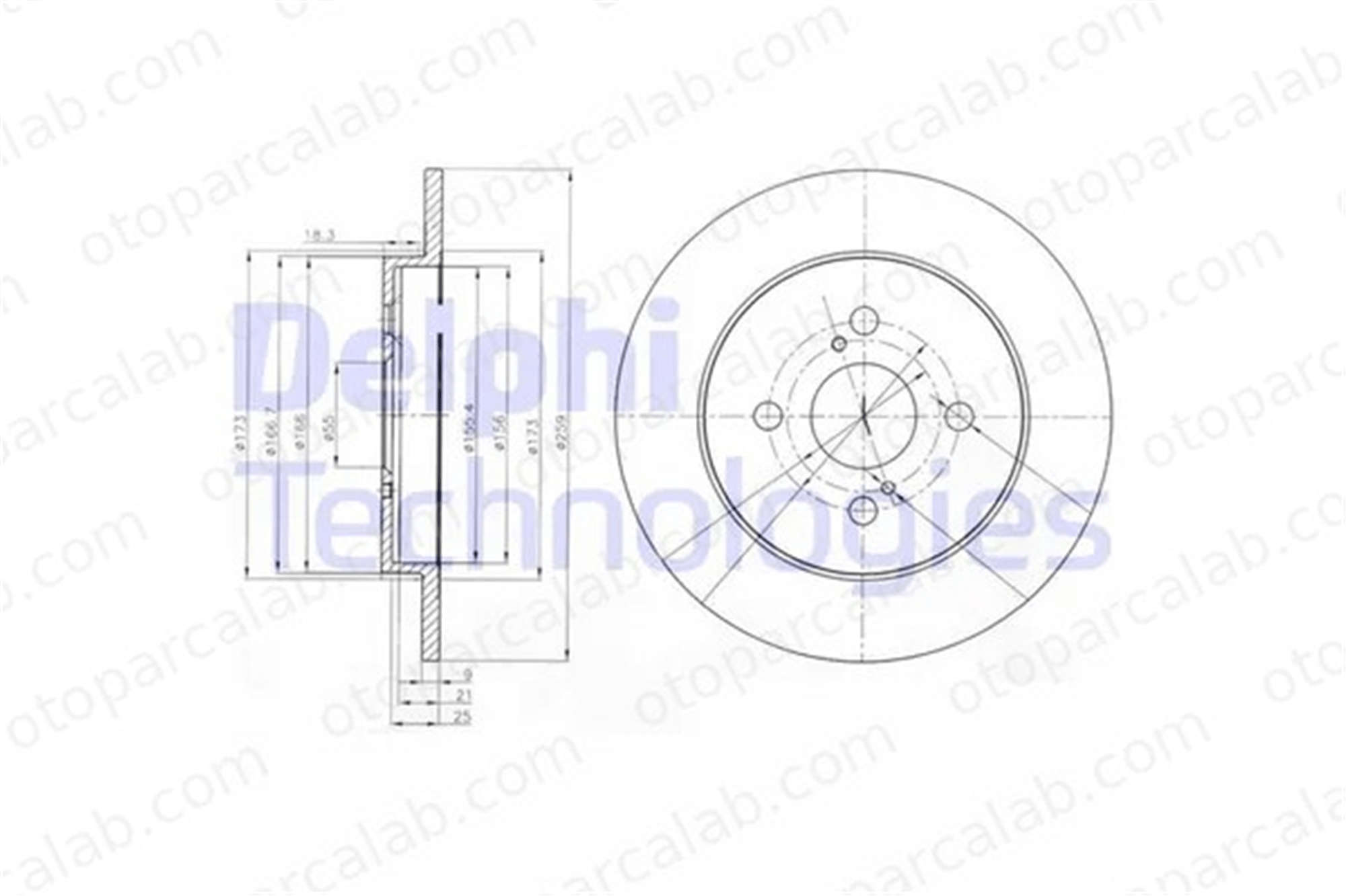 DELPHI BG4055 Fren Disk Ayna Arka Sağ ve Sol TOYOTA IQ YARIS 4243152080 424310D110