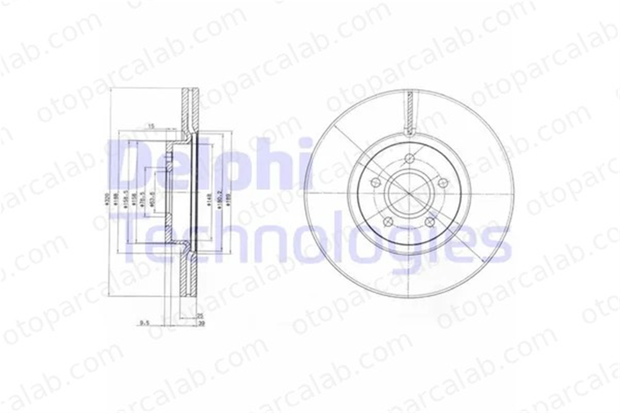 DELPHI BG4056C Fren Disk Ayna Ön Sağ ve Sol VOLVO V50 S40 II CV611125FA 1368548