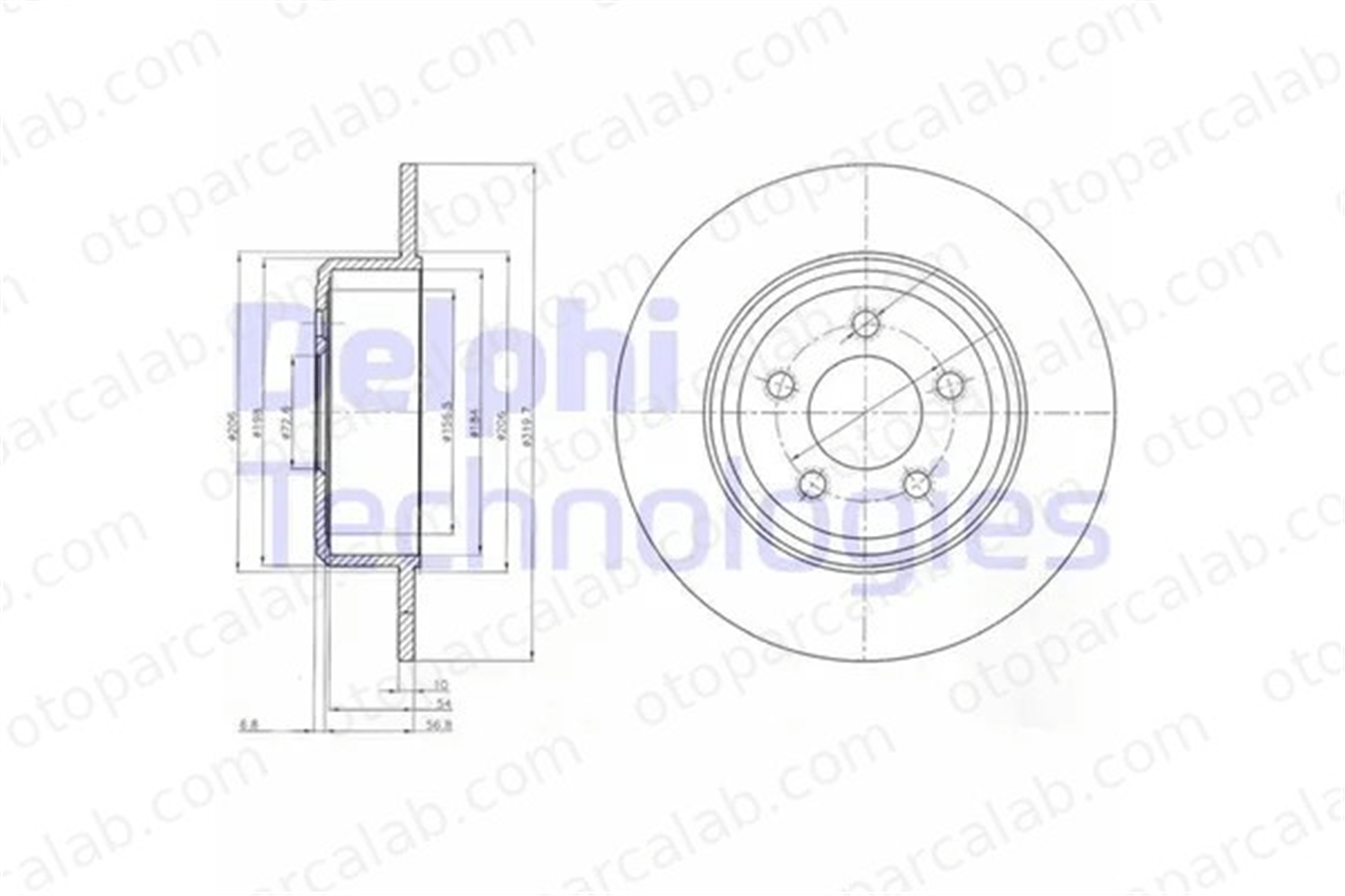 DELPHI BG4074 Fren Disk Ayna Arka Sağ ve Sol CHRYSLER 300C Touring 300C 4779208AB 4779208AA