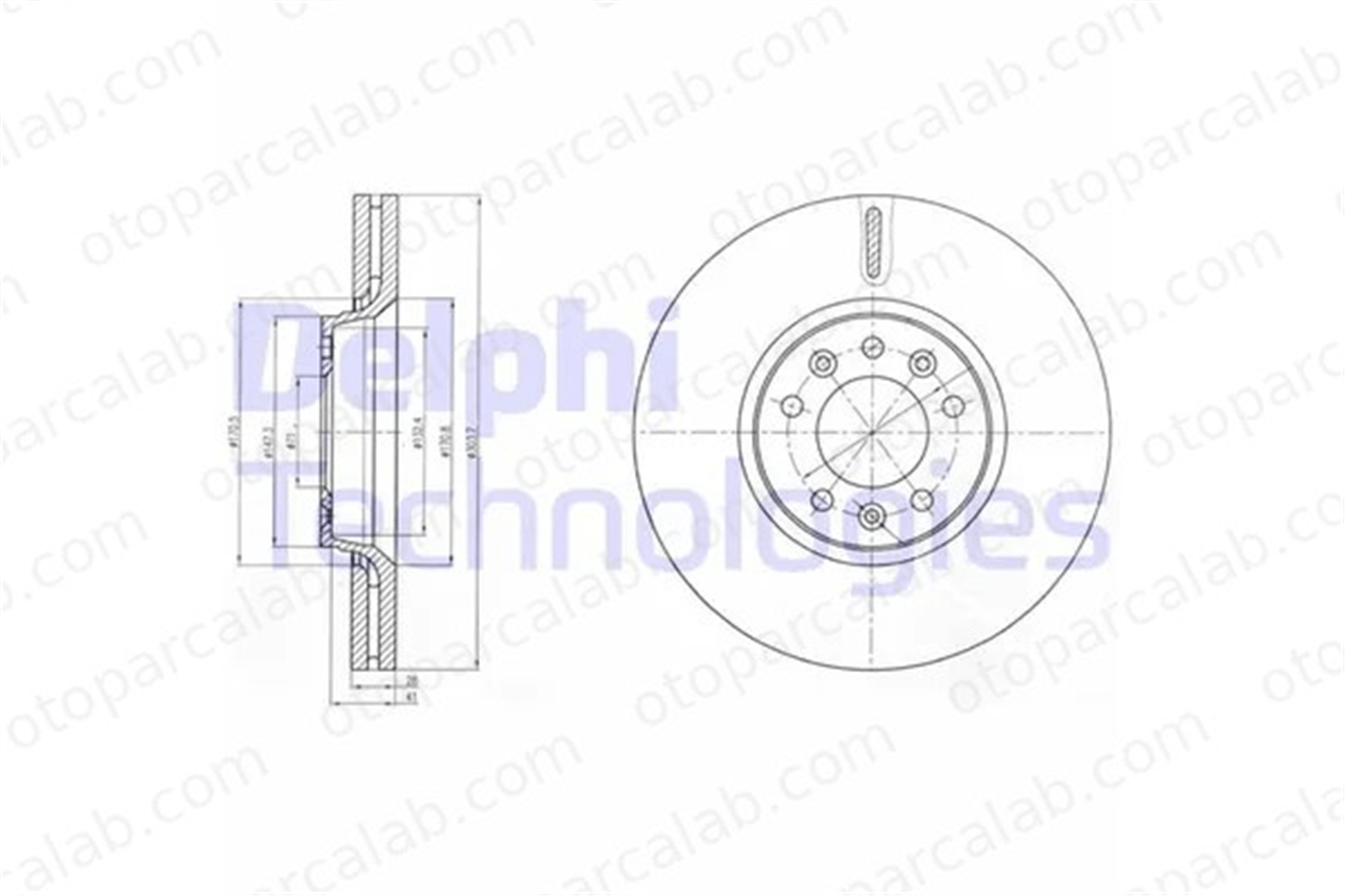 DELPHI BG4083C Fren Disk Ayna Ön Sağ ve Sol CITROËN C5 III Break C5 III 1611841980 1618865180