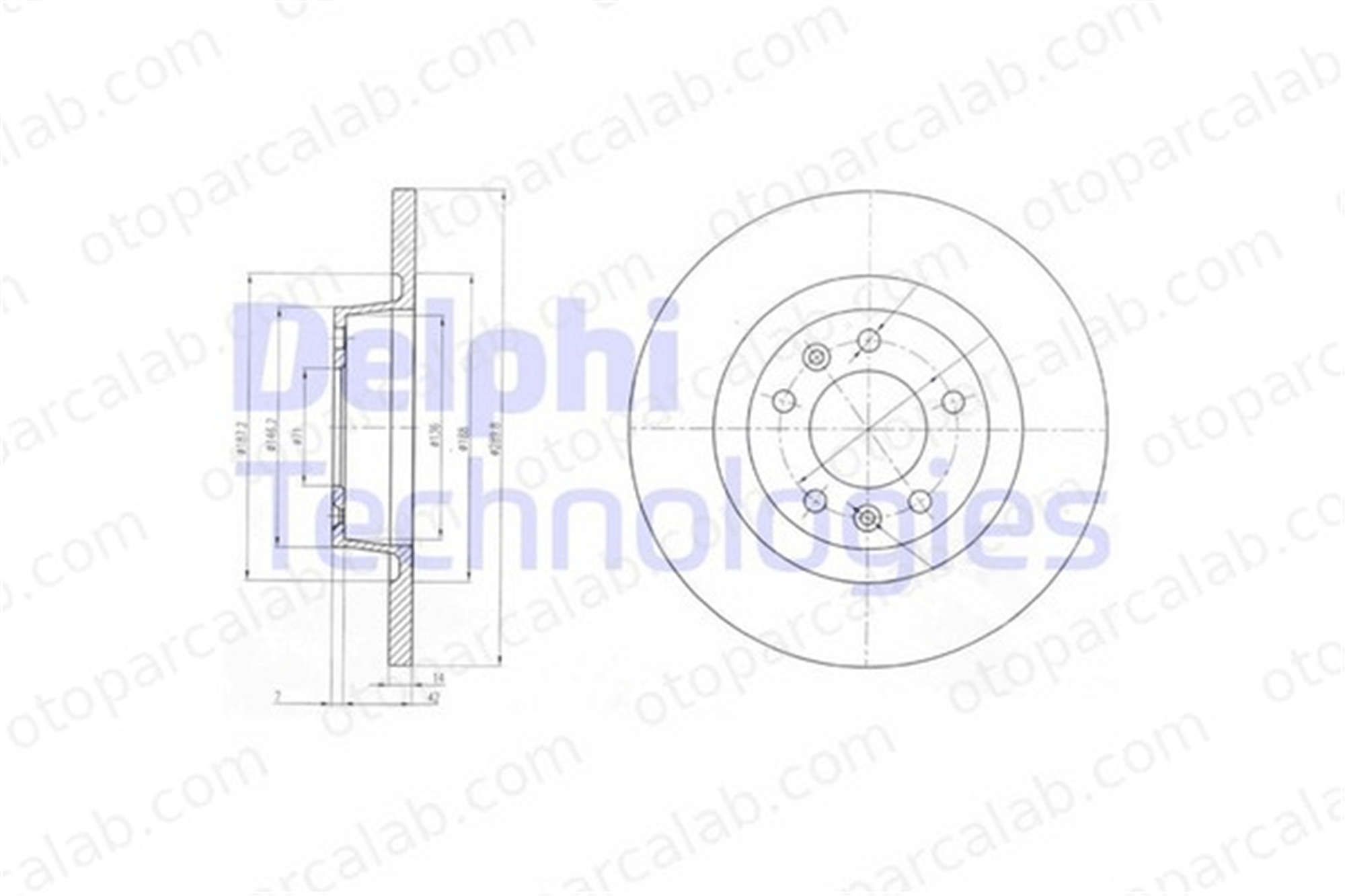 DELPHI BG4085 Fren Disk Ayna Arka Sağ ve Sol CITROËN JUMPY JUMPY Panelvan/Van 1611841080 1618864380