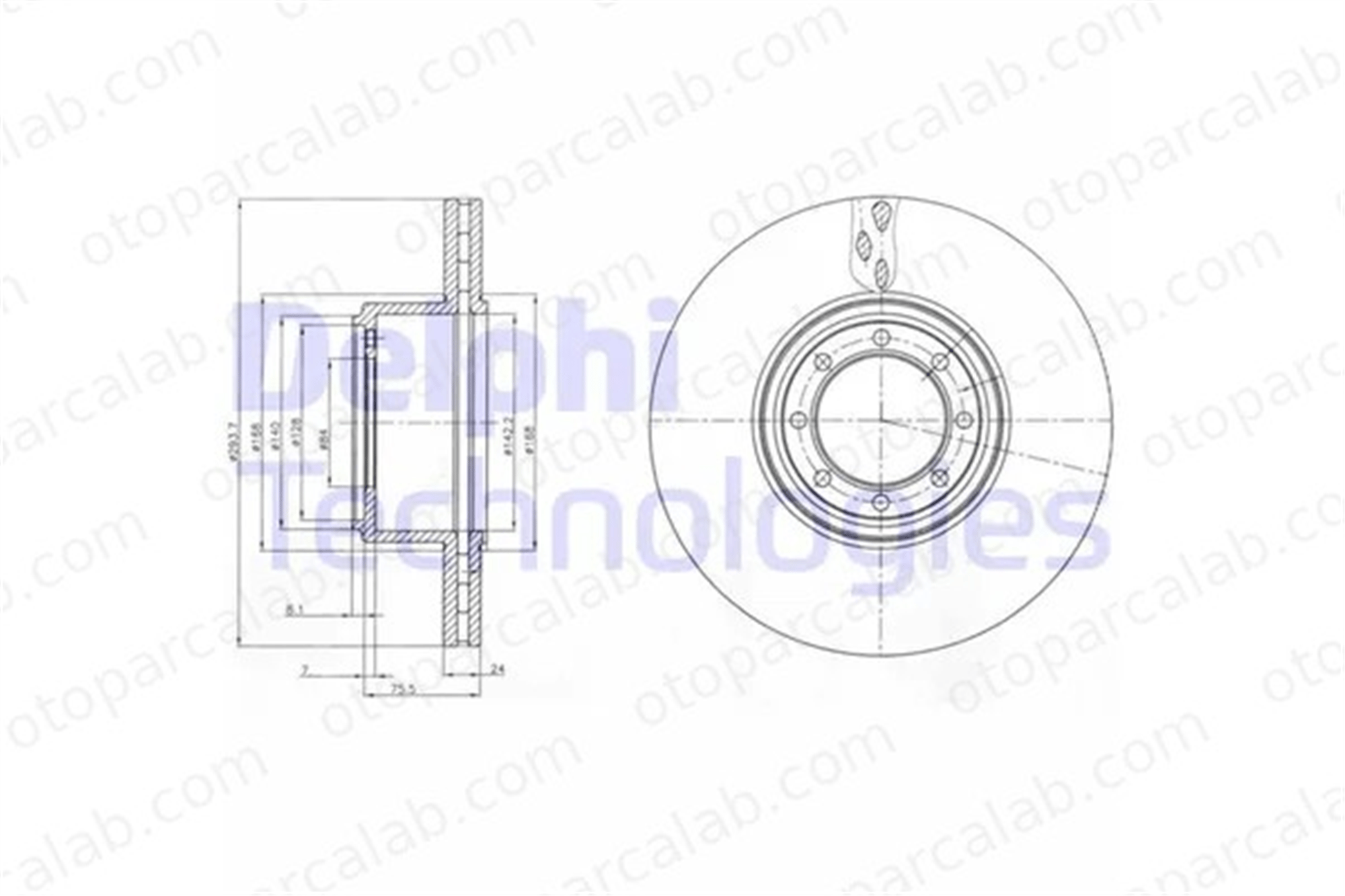 DELPHI BG4102 Fren Disk Ayna Arka Sağ ve Sol IVECO DAILY IV Panelvan/Van DAILY IV Platform şasi 7186485 2996033