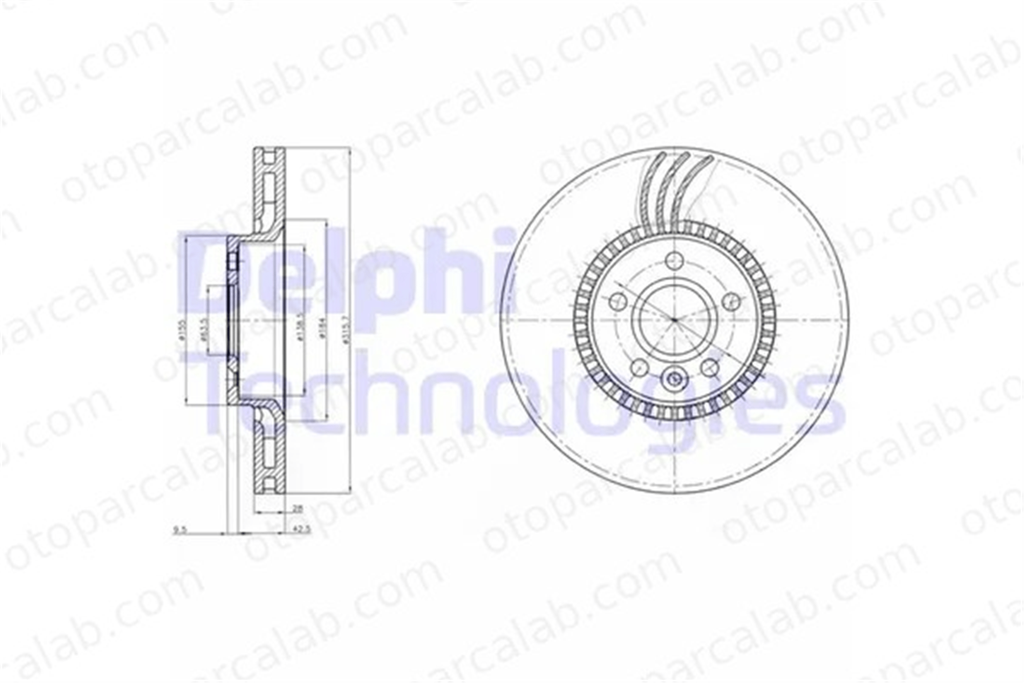 DELPHI BG4123 Fren Disk Ayna Ön Sağ ve Sol VOLVO V60 I S80 II 1380046 1404955