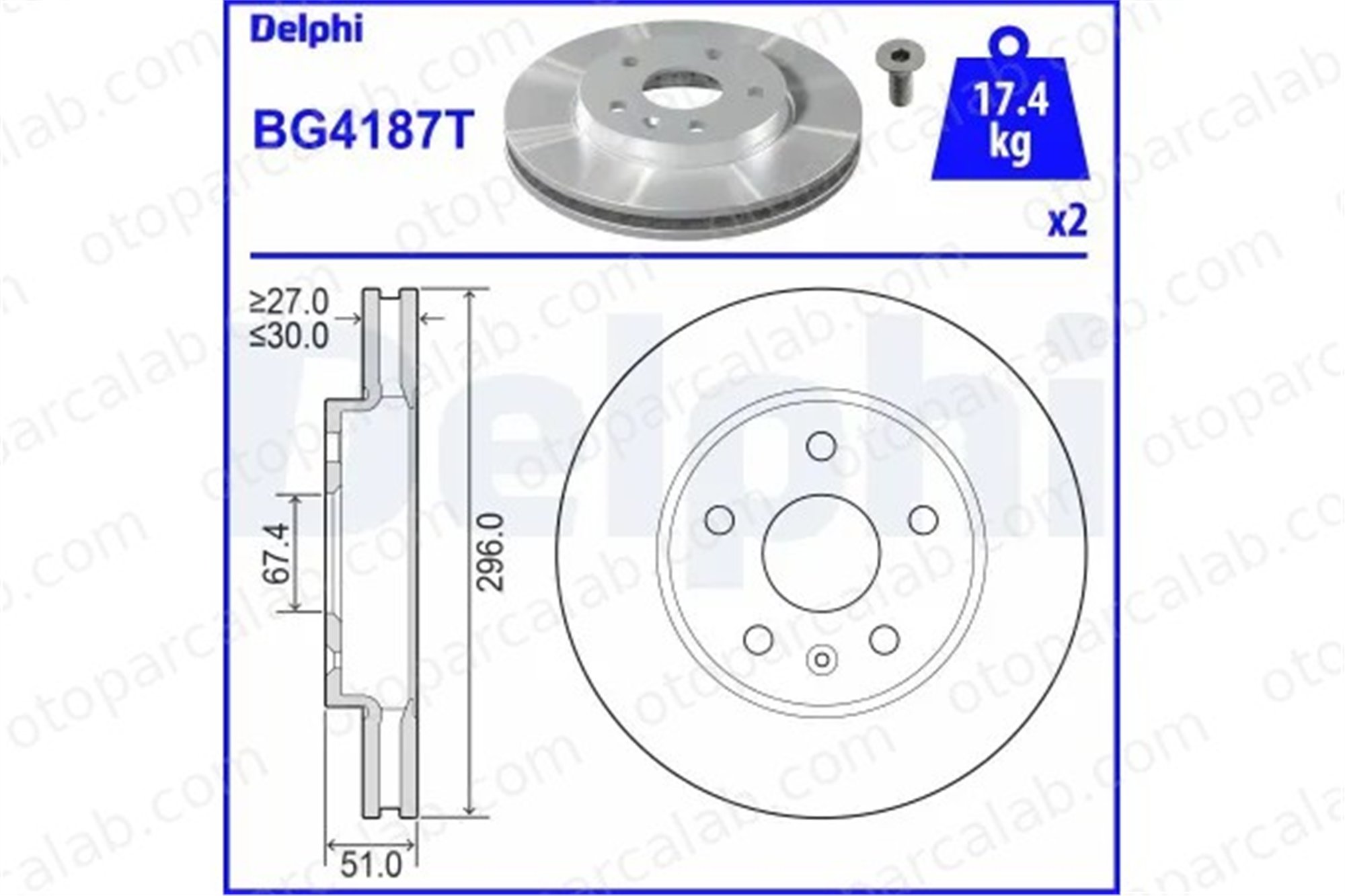 DELPHI BG4187T Fren Disk Ayna Ön Sağ ve Sol OPEL INSIGNIA A INSIGNIA A Sports Tourer 13502213 1301307