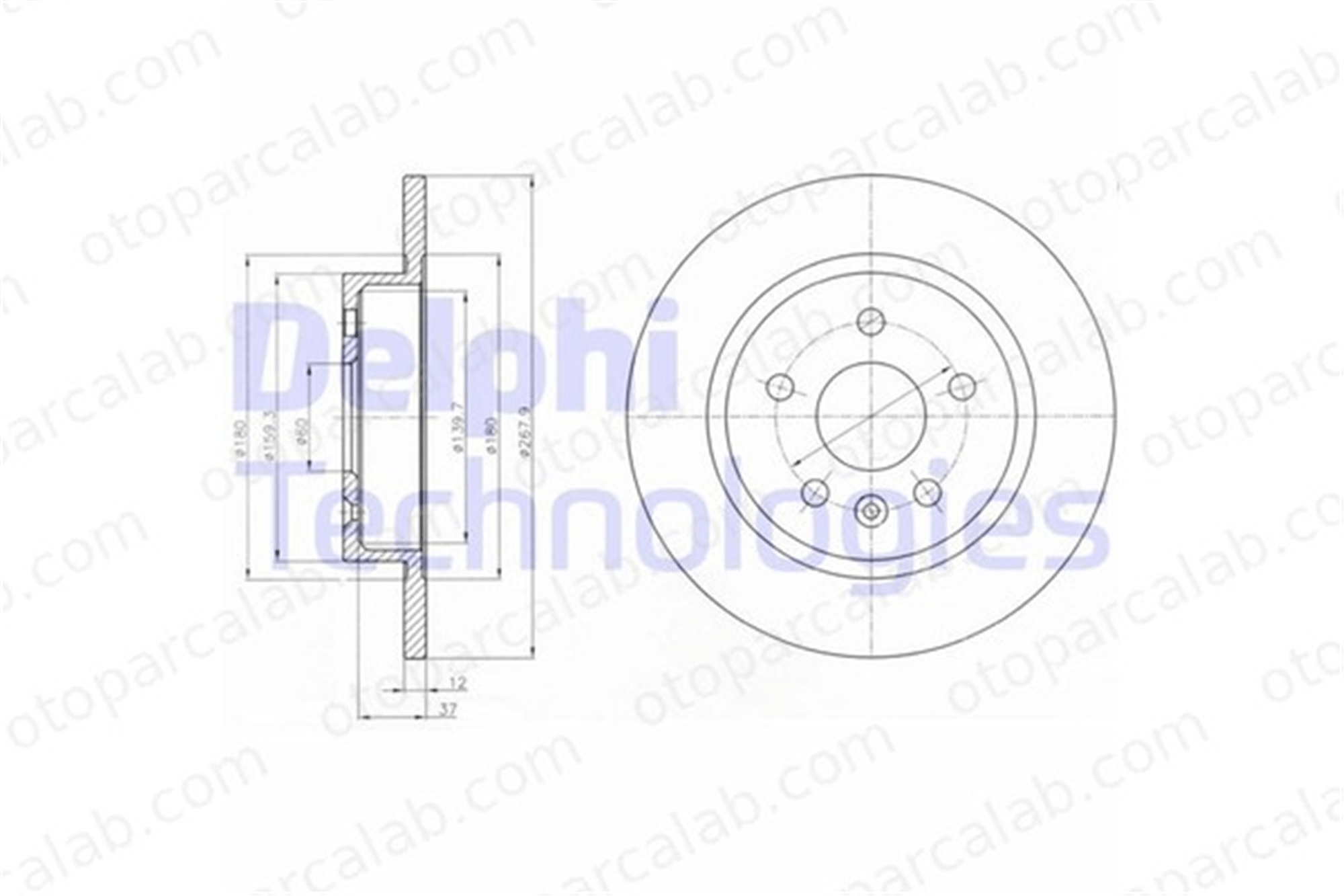DELPHI BG4199C Fren Disk Ayna Arka Sağ ve Sol OPEL ASTRA J ASTRA J Sports Tourer 13502135 13502136