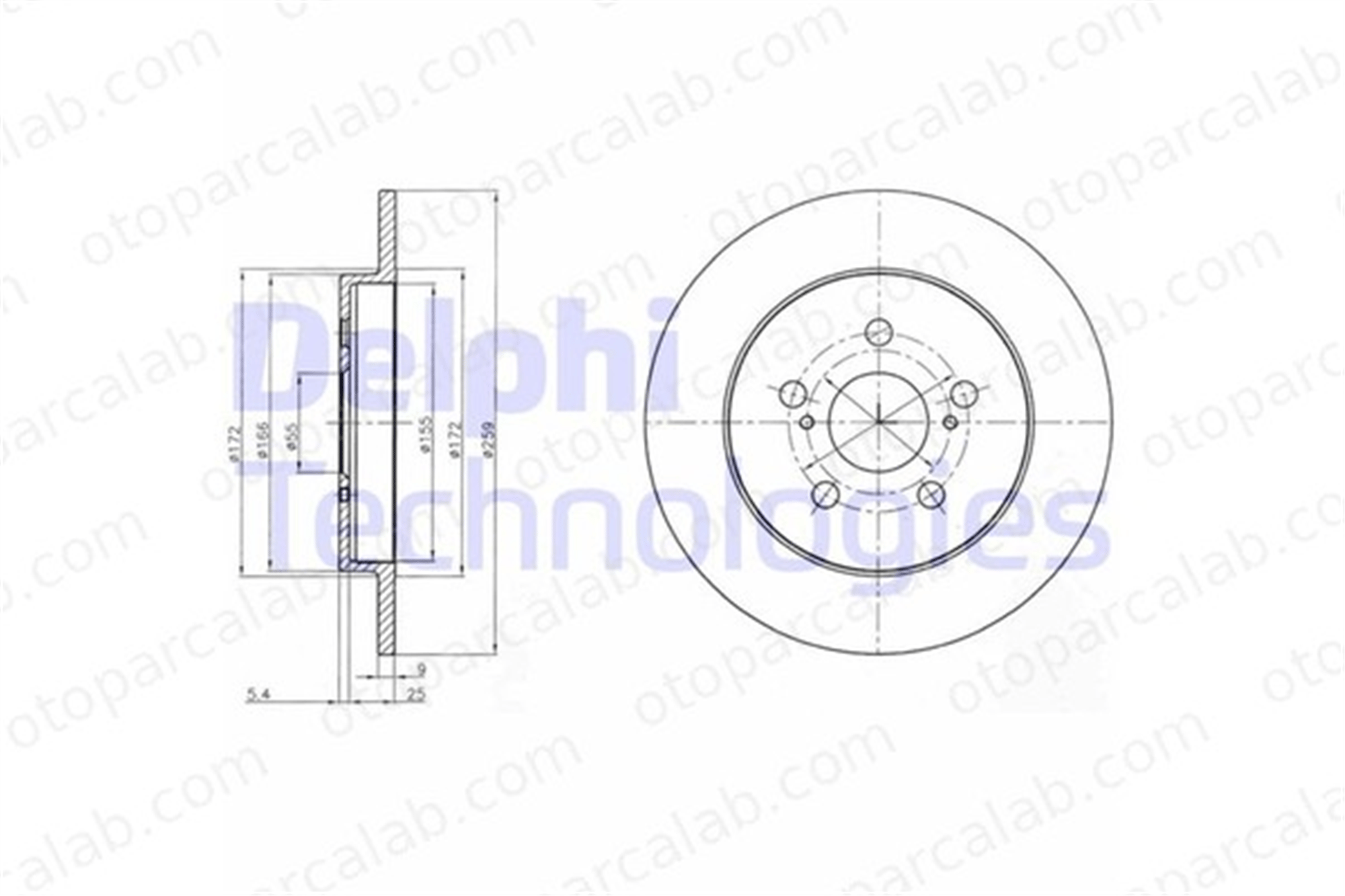 DELPHI BG4201C Fren Disk Ayna Arka Sağ ve Sol SUBARU TREZIA TOYOTA COROLLA Sedan 4243112310