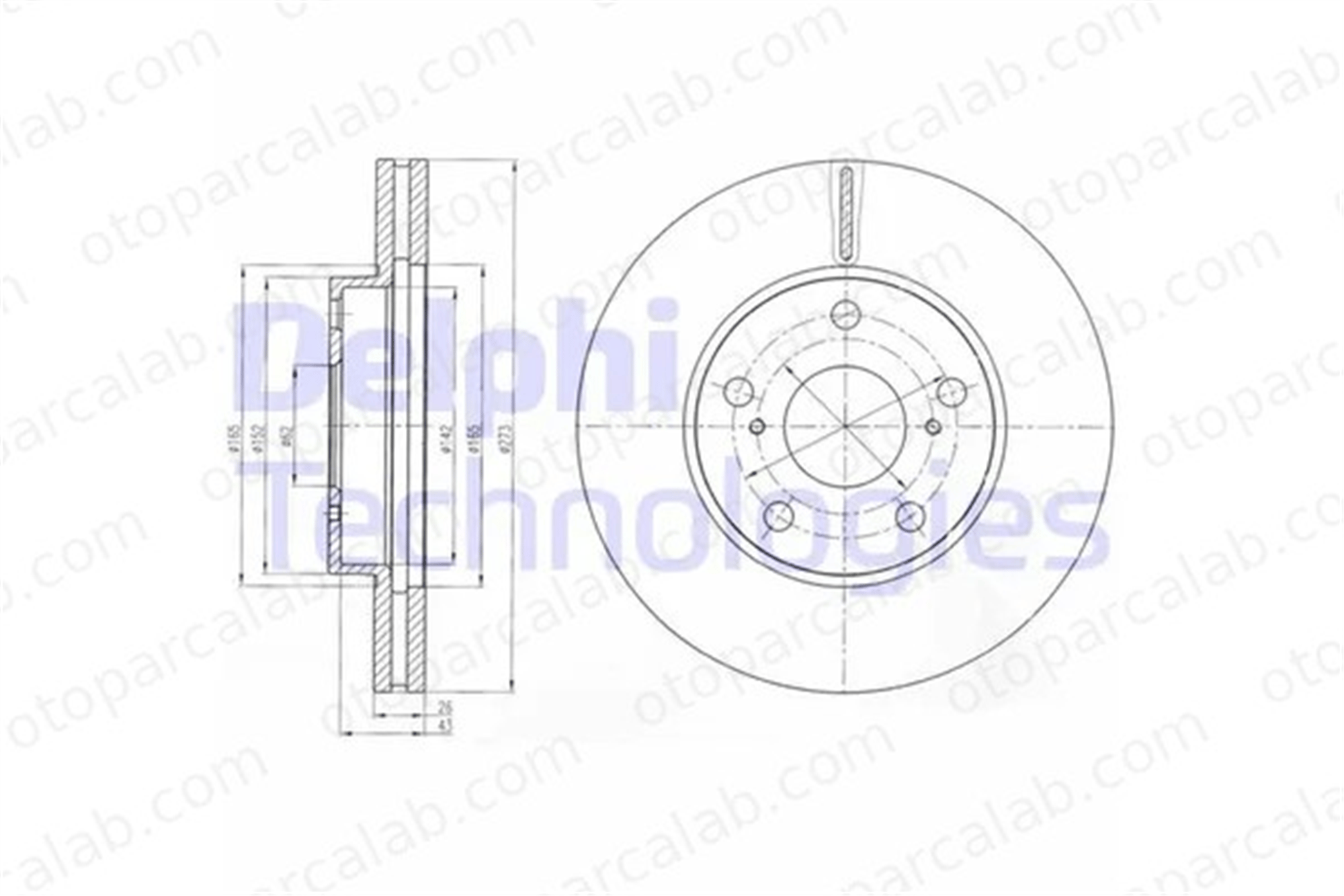 DELPHI BG4234C Fren Disk Ayna Ön Sağ ve Sol TOYOTA AURIS COROLLA Sedan 4351202180 4351202200