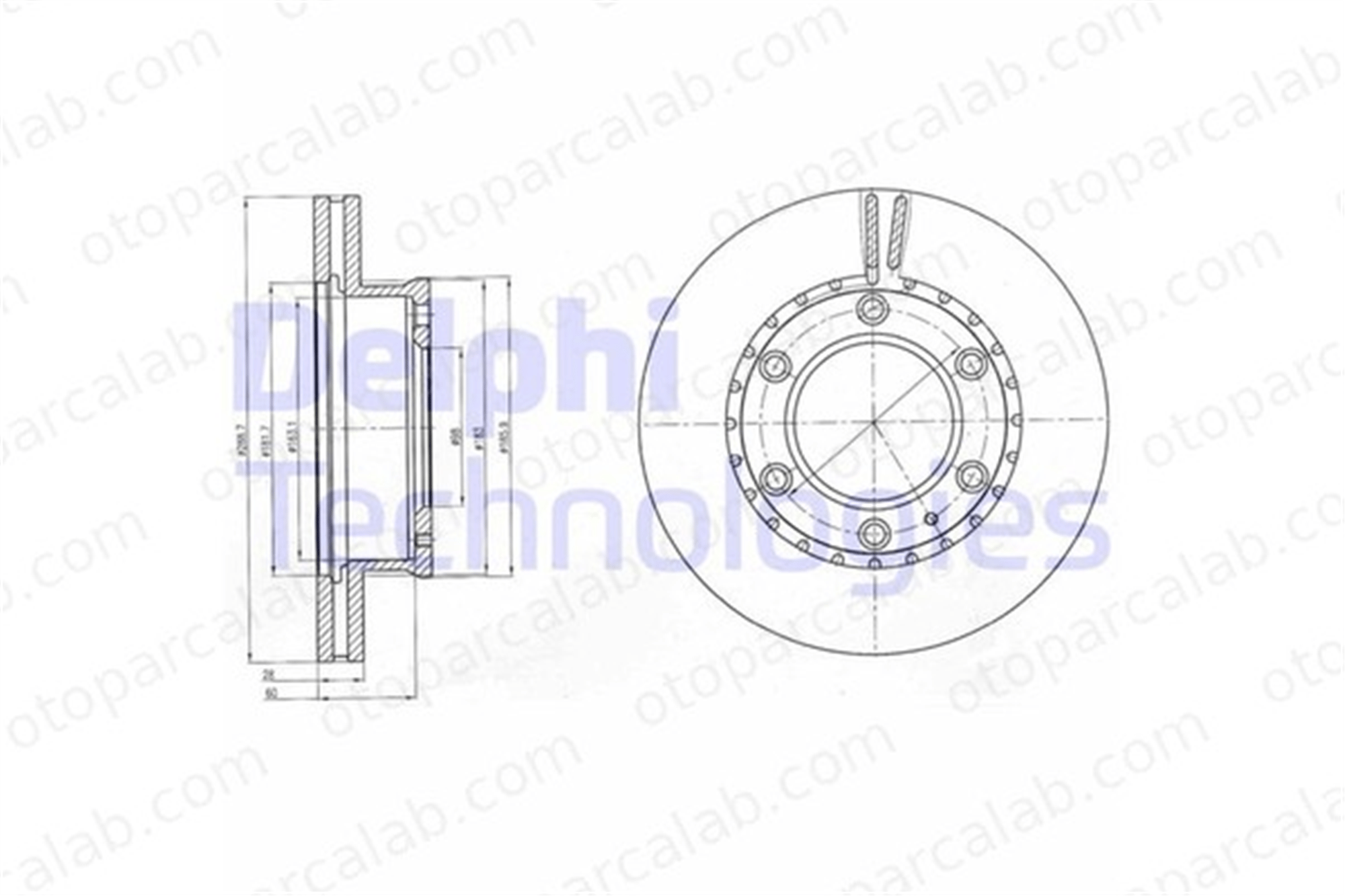 DELPHI BG4297 Fren Disk Ayna Ön Sağ ve Sol FORD RANGER MAZDA B-SERIE 1490412 2M341027AA