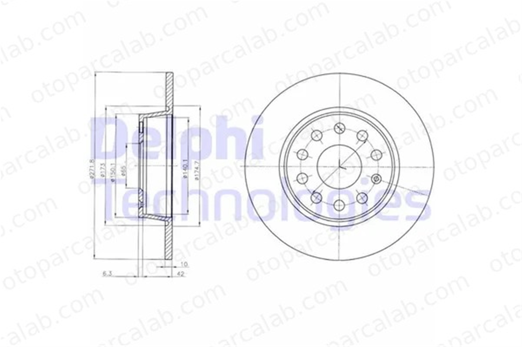 DELPHI BG4324C Fren Disk Ayna Arka Sağ ve Sol SEAT LEON AUDI A3 Sportback 5Q0615601D 1K0615601AA