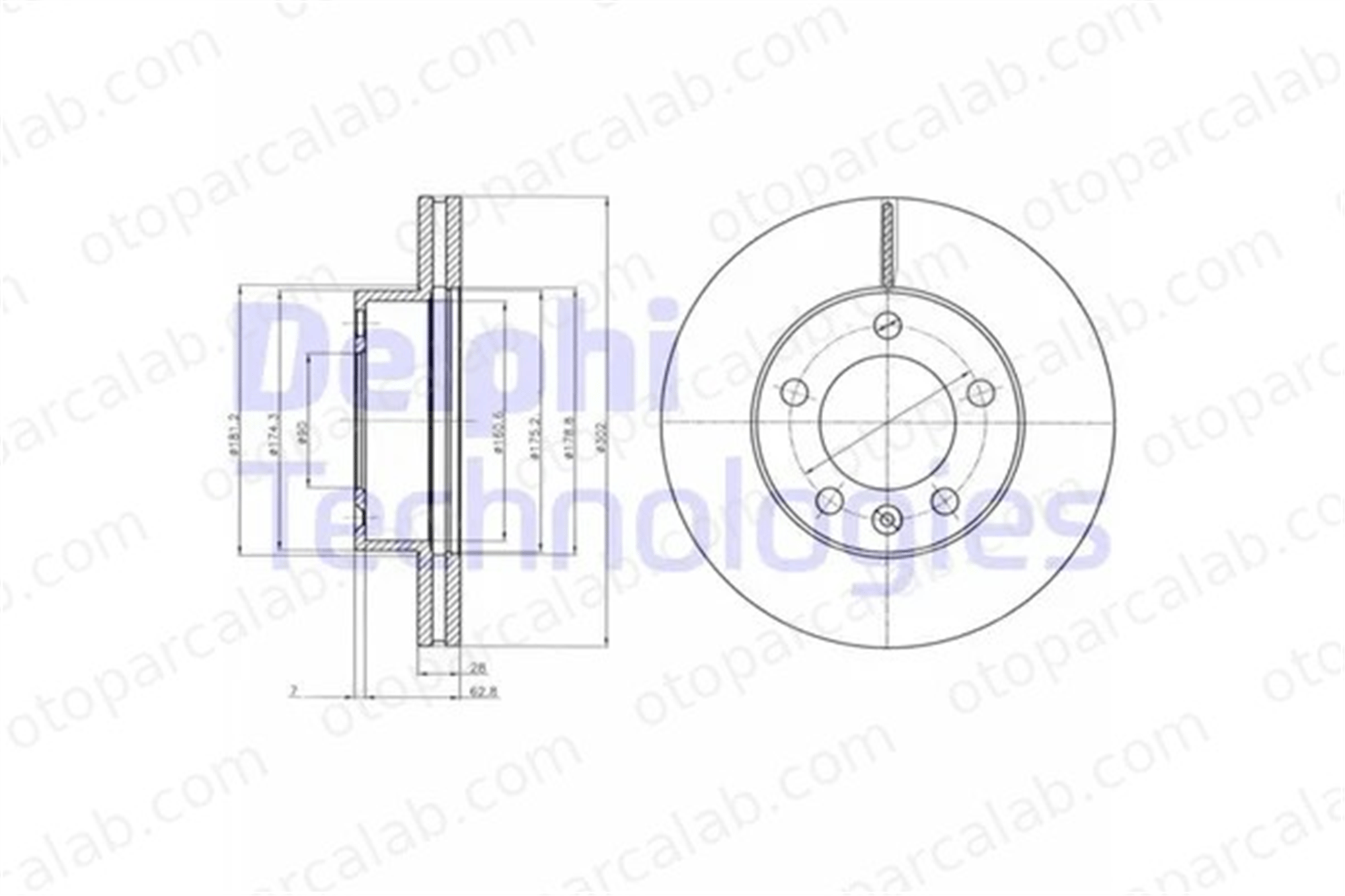 DELPHI BG4328 Fren Disk Ayna Ön Sağ ve Sol RENAULT MASTER III Panelvan/Van OPEL MOVANO B Panelvan/Van 4020600Q0G 4020600Q2C