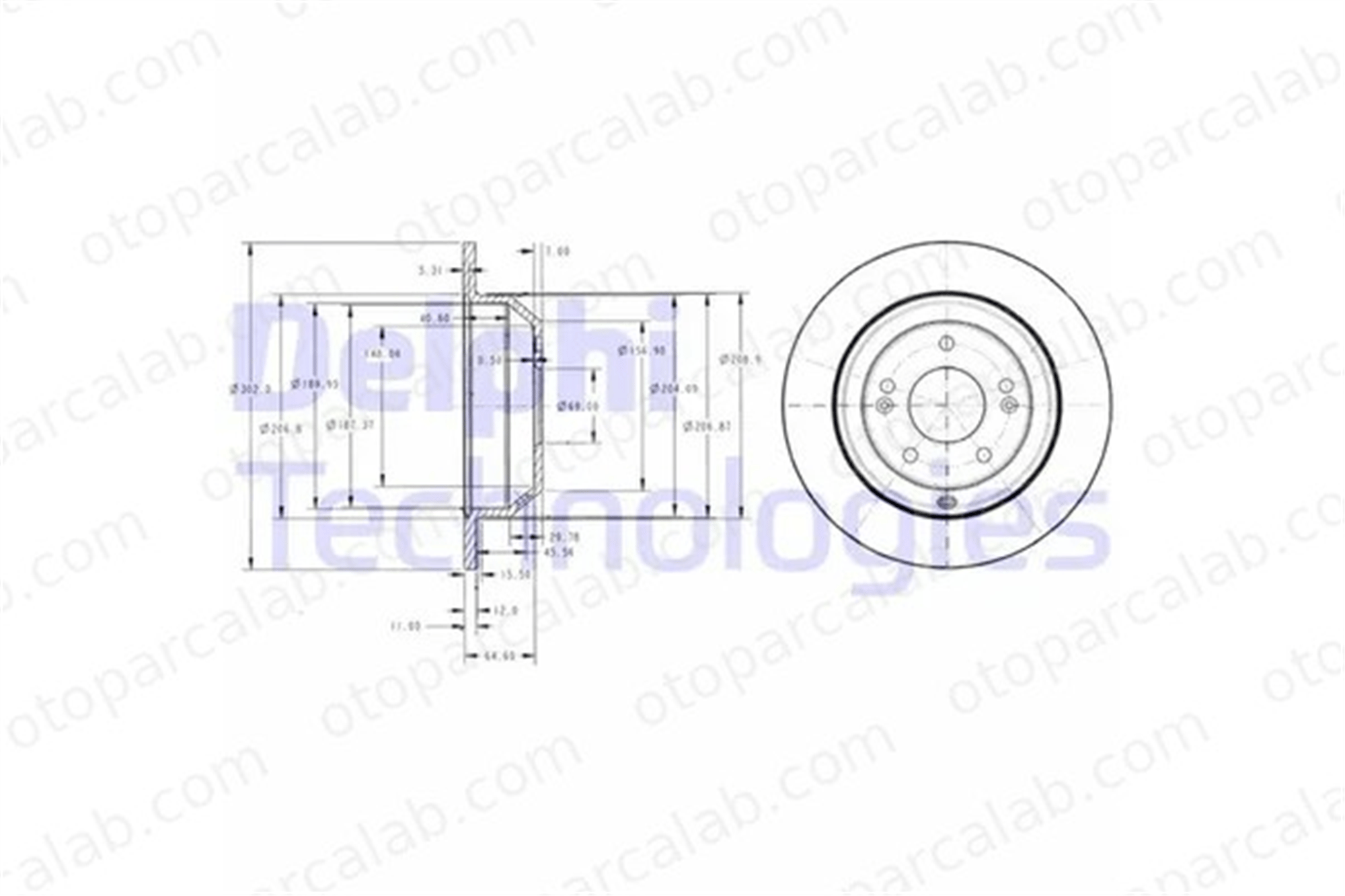 DELPHI BG4335 Fren Disk Ayna Arka Sağ ve Sol HYUNDAI SANTA FÉ III KIA SORENTO II 584112P000 584112W010