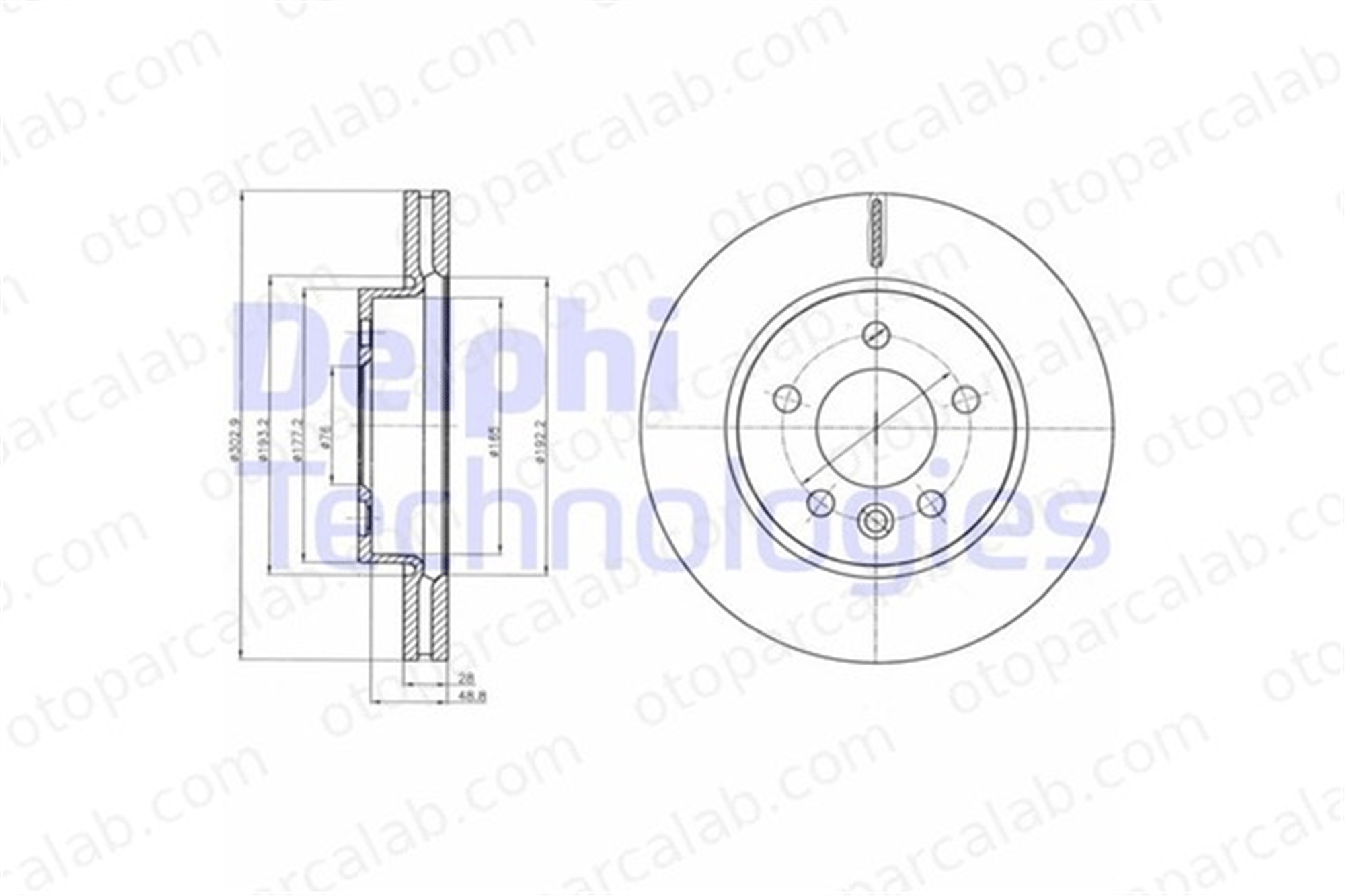 DELPHI BG4343C Fren Disk Ayna Ön Sağ ve Sol VW AMAROK AMAROK Platform şasi 2H0615301A 2H0615301D