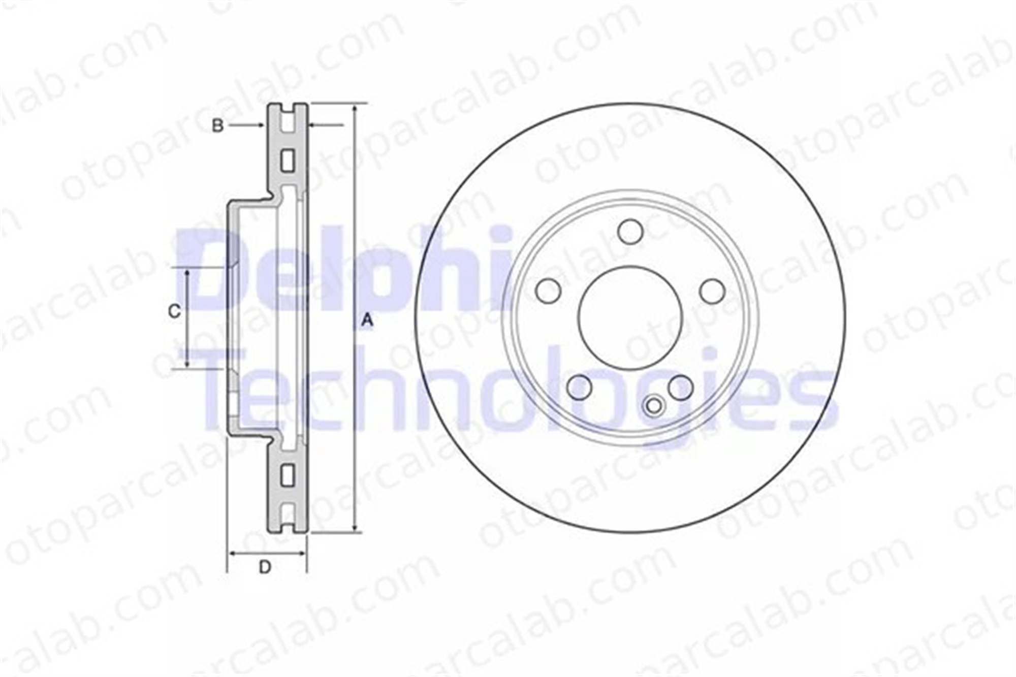 DELPHI BG4554C Fren Disk Ayna Ön Sağ ve Sol MERCEDES-BENZ B-SERISI Sports Tourer A-SERISI 2464210012 246421001207