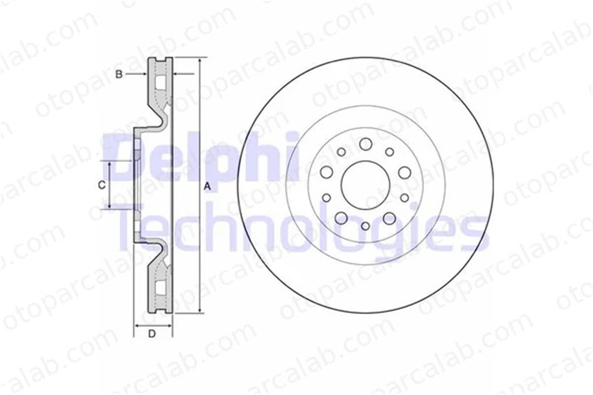 DELPHI BG4556 Fren Disk Ayna Ön Sağ ve Sol FIAT DOBLO Cargo DOBLO Minibüs/Otobüs 51854567 51897455