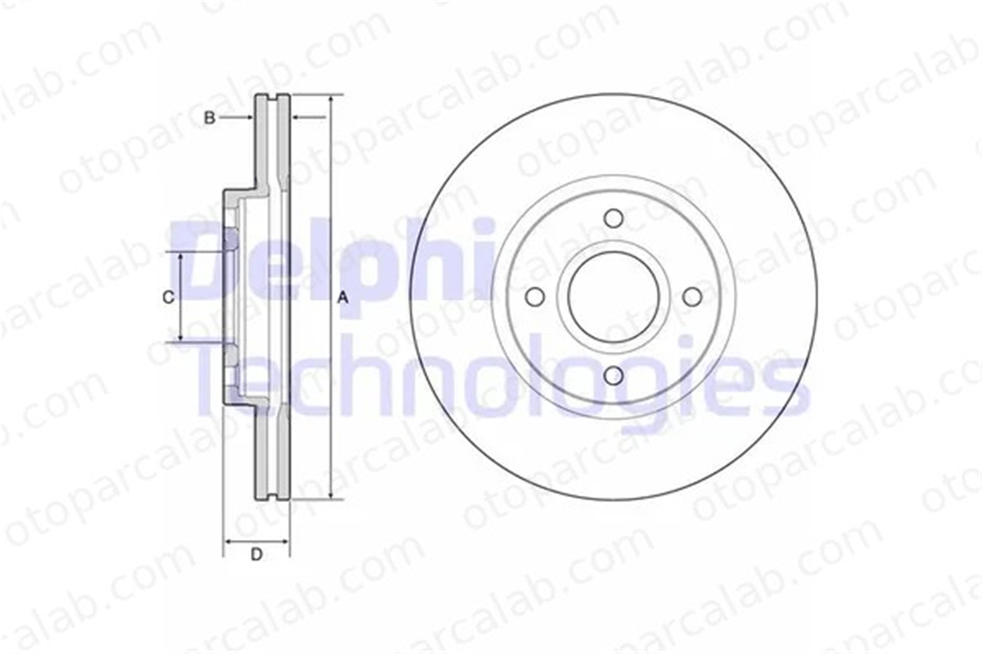 DELPHI BG4569C Fren Disk Ayna Ön Sağ ve Sol FORD FIESTA VI B-MAX 1751584 1833857