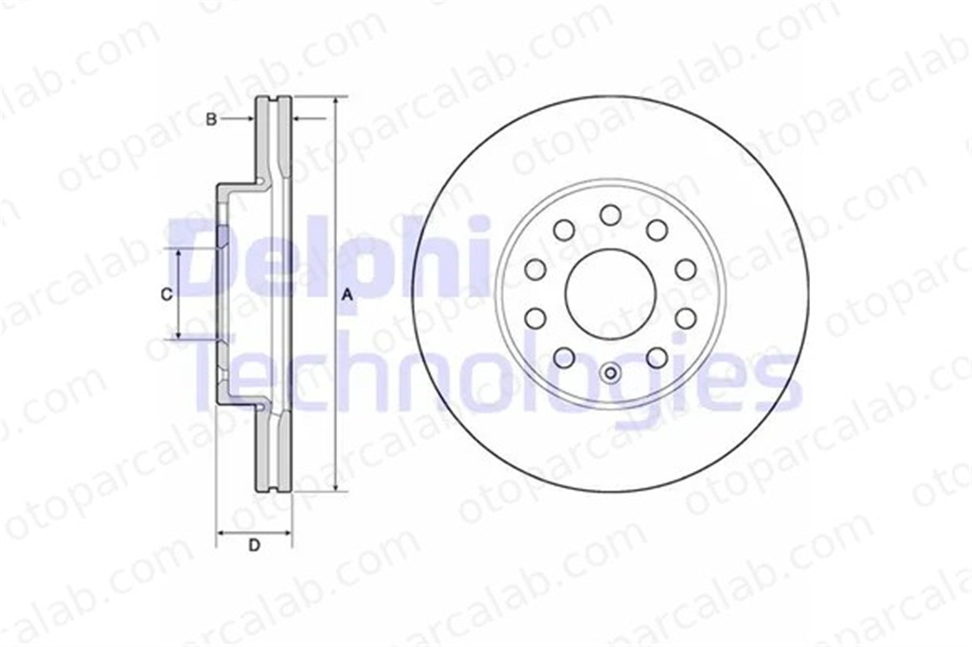 DELPHI BG4701C Fren Disk Ayna Ön Sağ ve Sol VW GOLF VII GOLF VII Variant 5Q0615301E 5Q0615301A