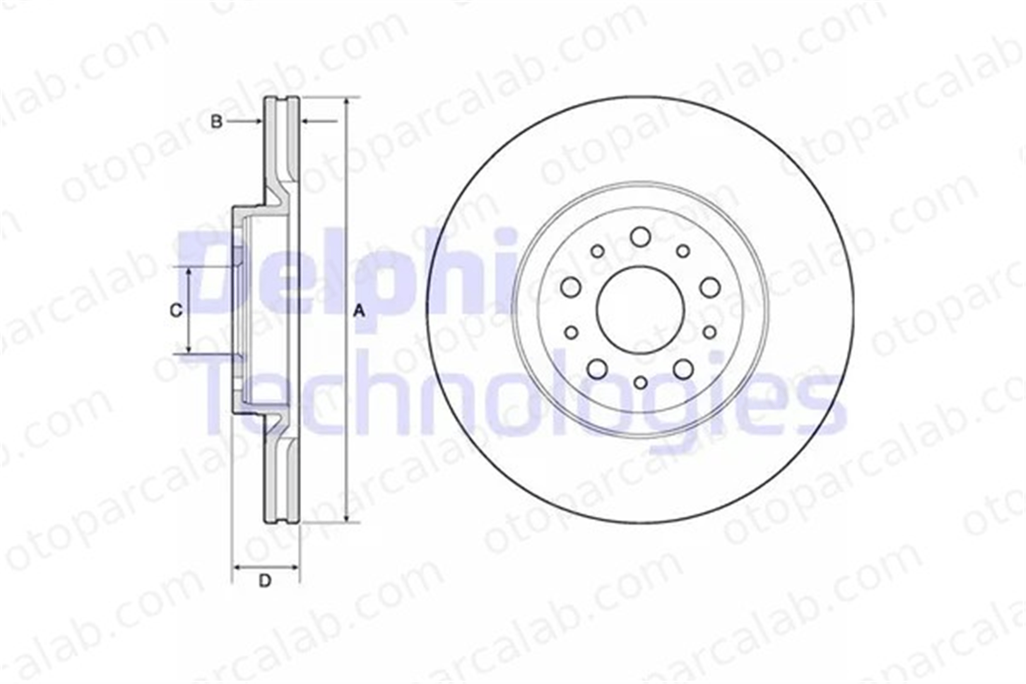 DELPHI BG4797C Fren Disk Ayna Ön Sağ ve Sol FIAT TIPO Hatchback TIPO Station wagon 51996238 51990127