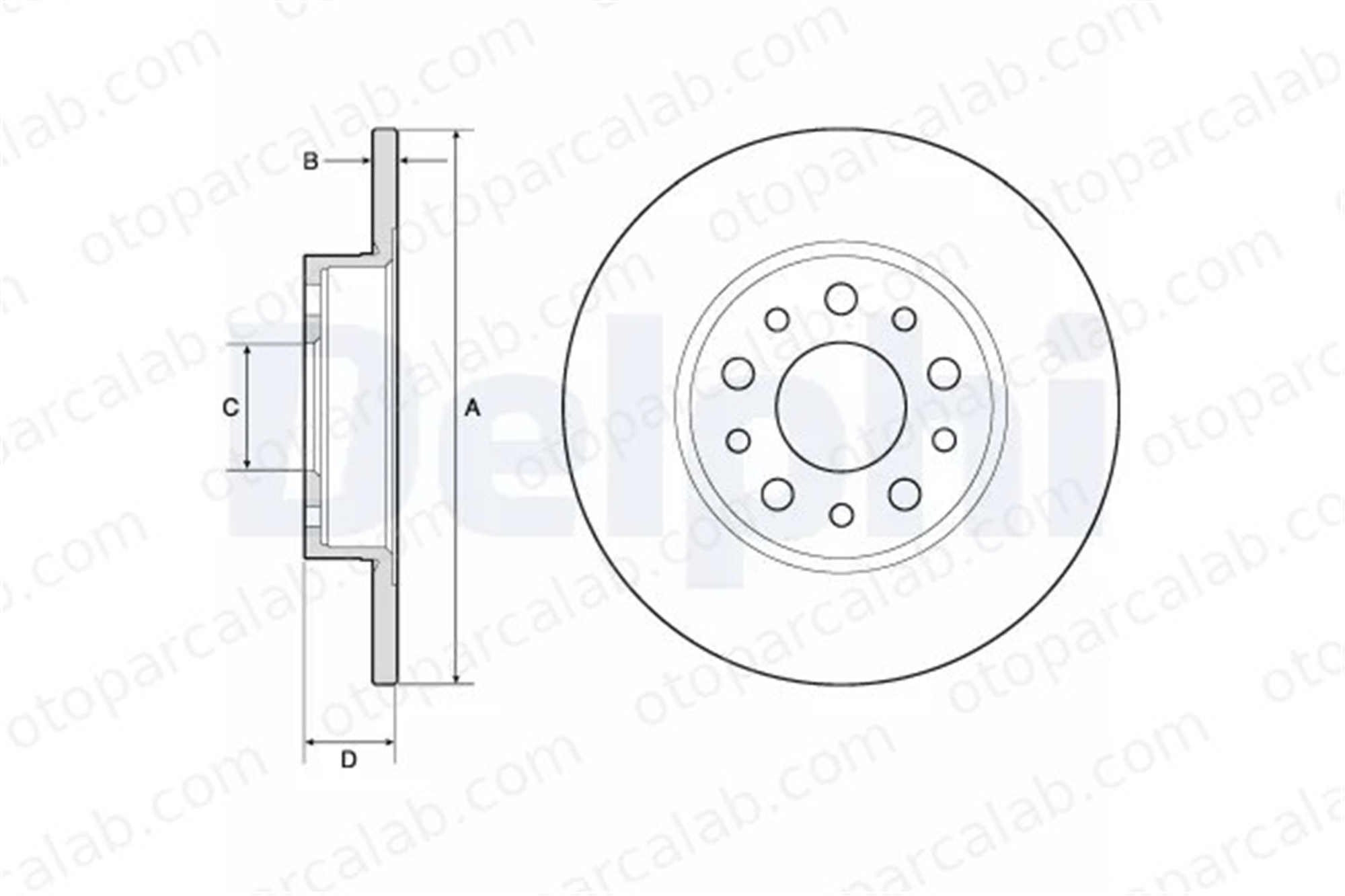 DELPHI BG4798C Fren Disk Ayna Arka Sağ ve Sol FIAT TIPO Station wagon TIPO Hatchback 51808471 52048984