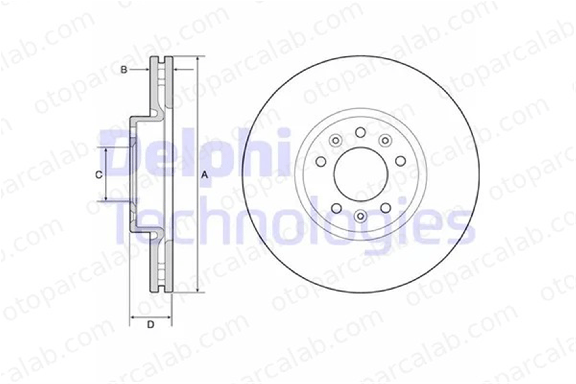 DELPHI BG4805C Fren Disk Ayna Ön Sağ ve Sol CITROËN SPACETOURER Minibüs/Otobüs JUMPY Panelvan/Van 9805260180 1647883380