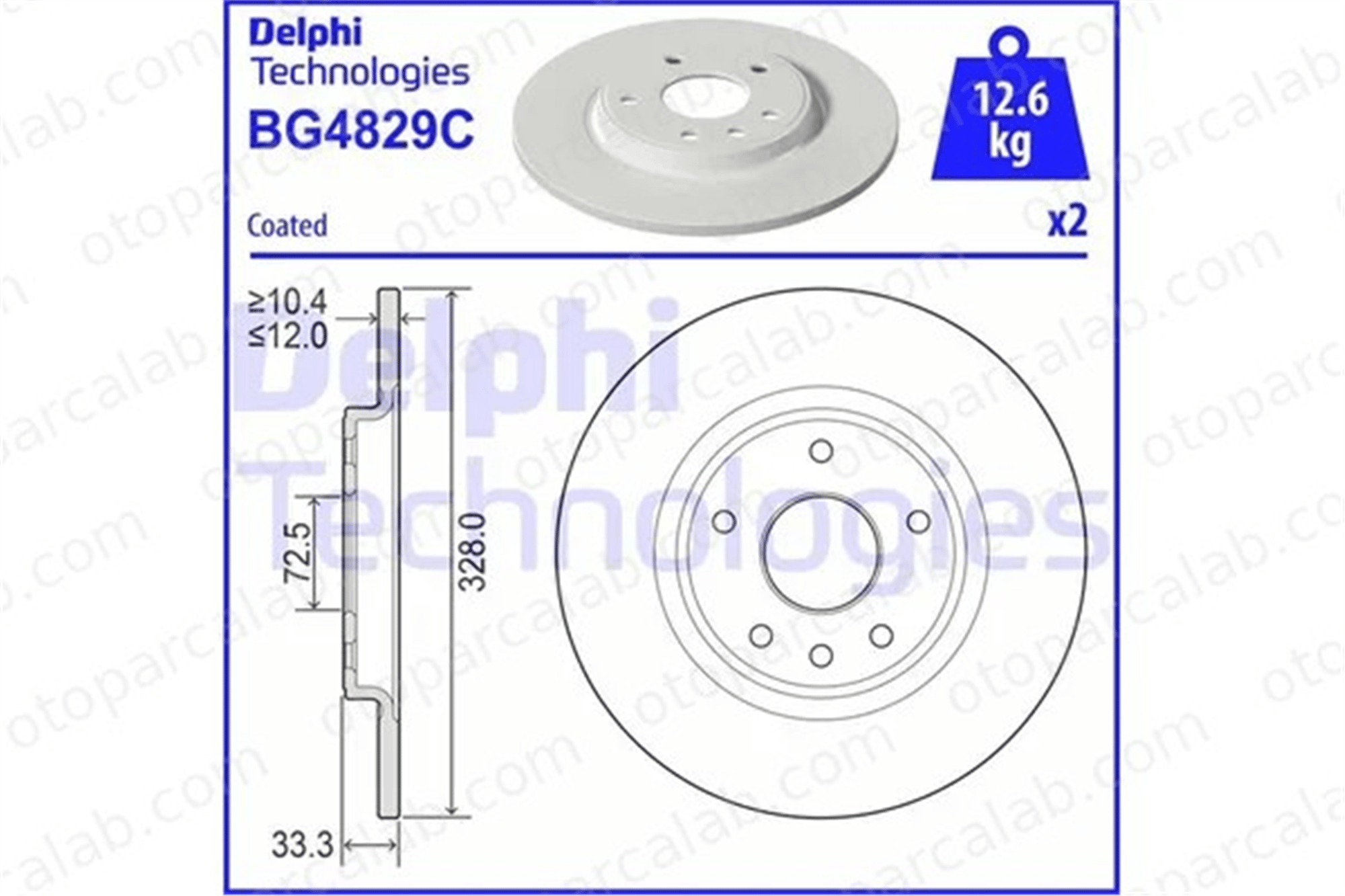 DELPHI BG4829C Fren Disk Ayna Arka Sağ ve Sol FIAT FREEMONT DODGE JOURNEY K04779713AA K04779713AB