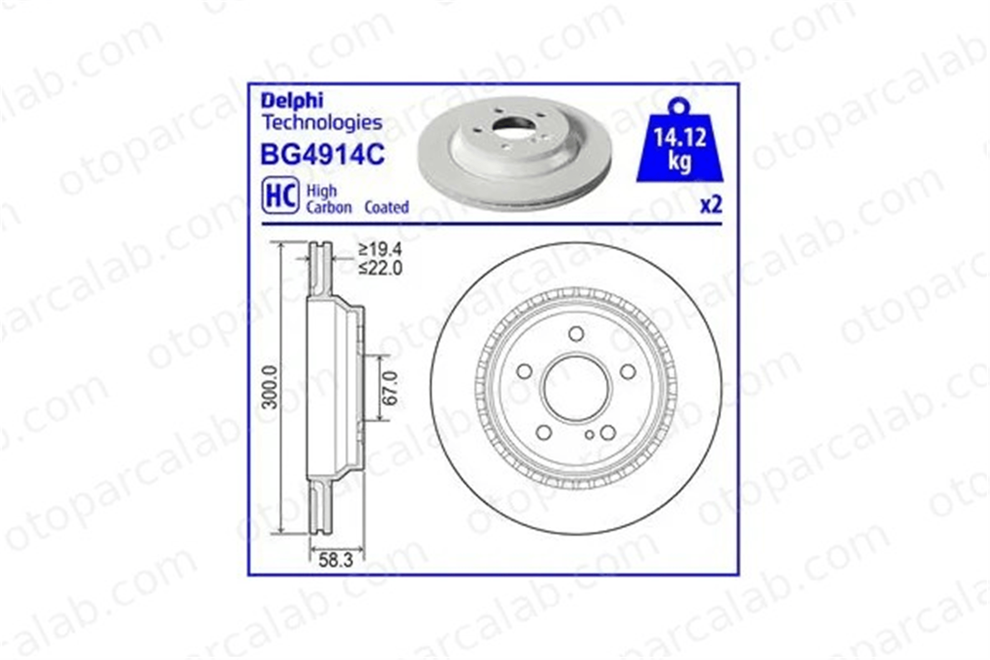 DELPHI BG4914C Fren Disk Ayna Arka Sağ ve Sol MERCEDES-BENZ S-SERISI SL 2214231212 221423121207