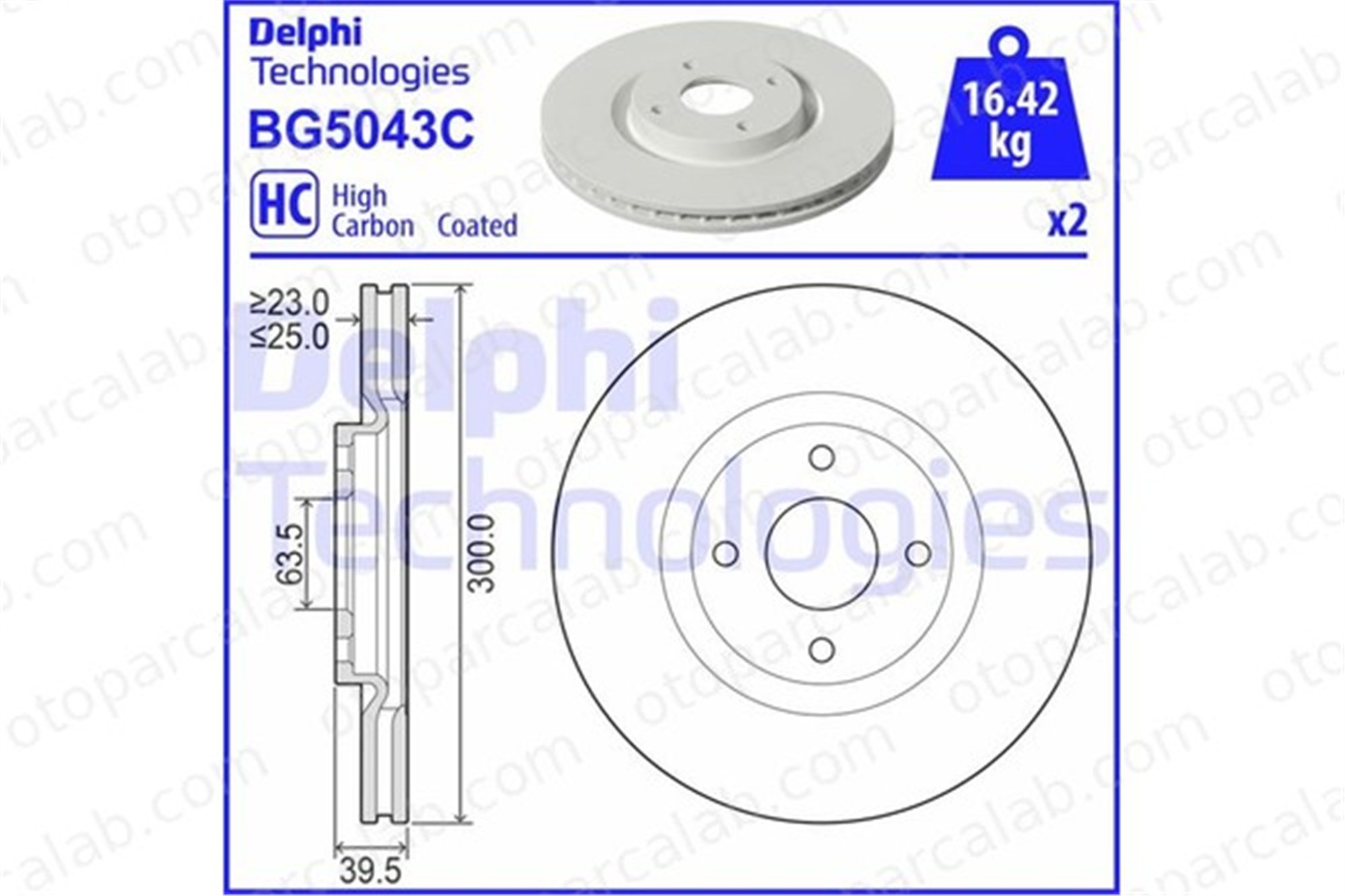 DELPHI BG5043C Fren Disk Ayna Ön Sağ ve Sol FORD ECOSPORT 2147409 GN151125CA