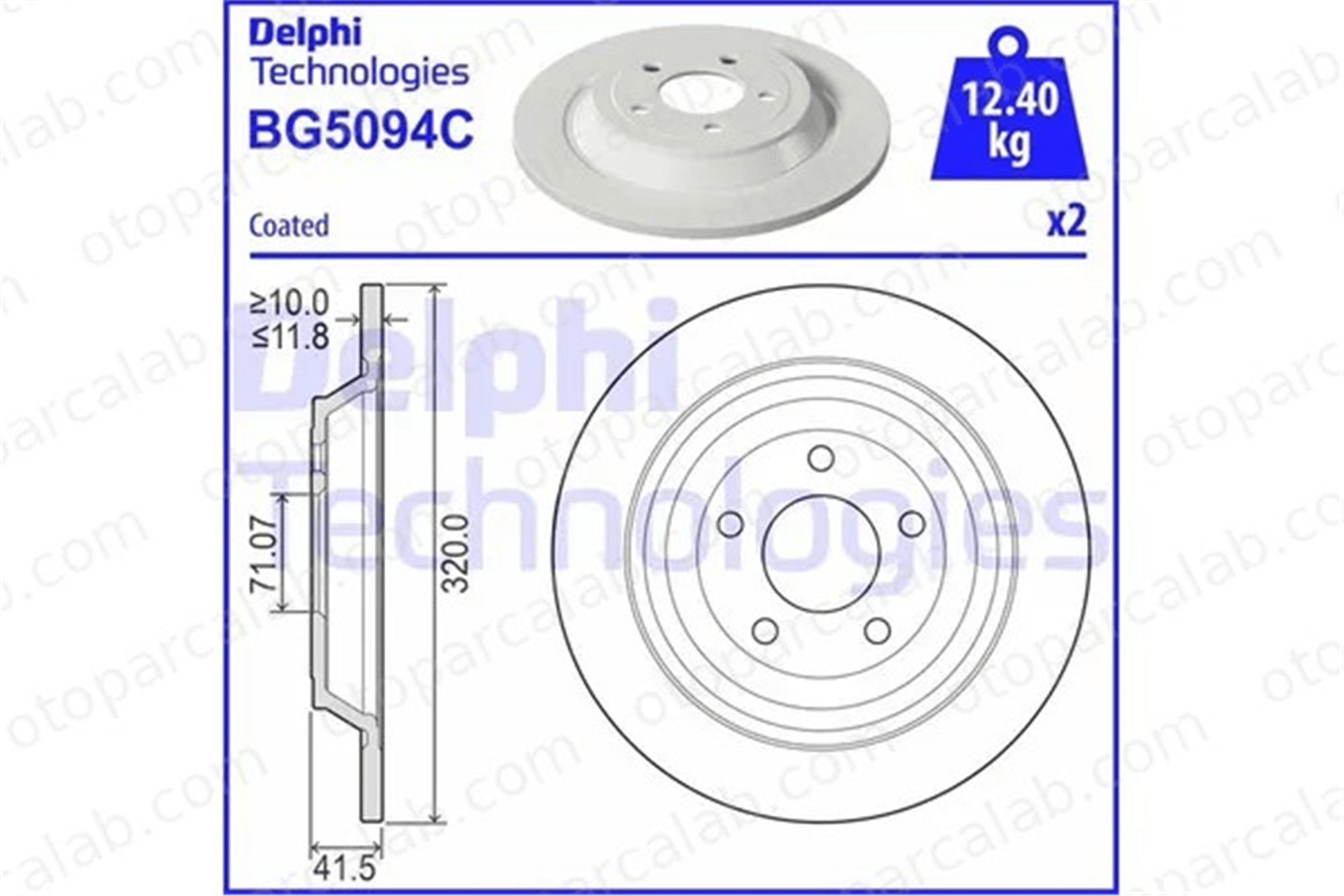 DELPHI BG5094C Fren Disk Ayna Arka Sağ ve Sol FORD USA MUSTANG Convertible MUSTANG Coupe GR3C2A315FA 2291263