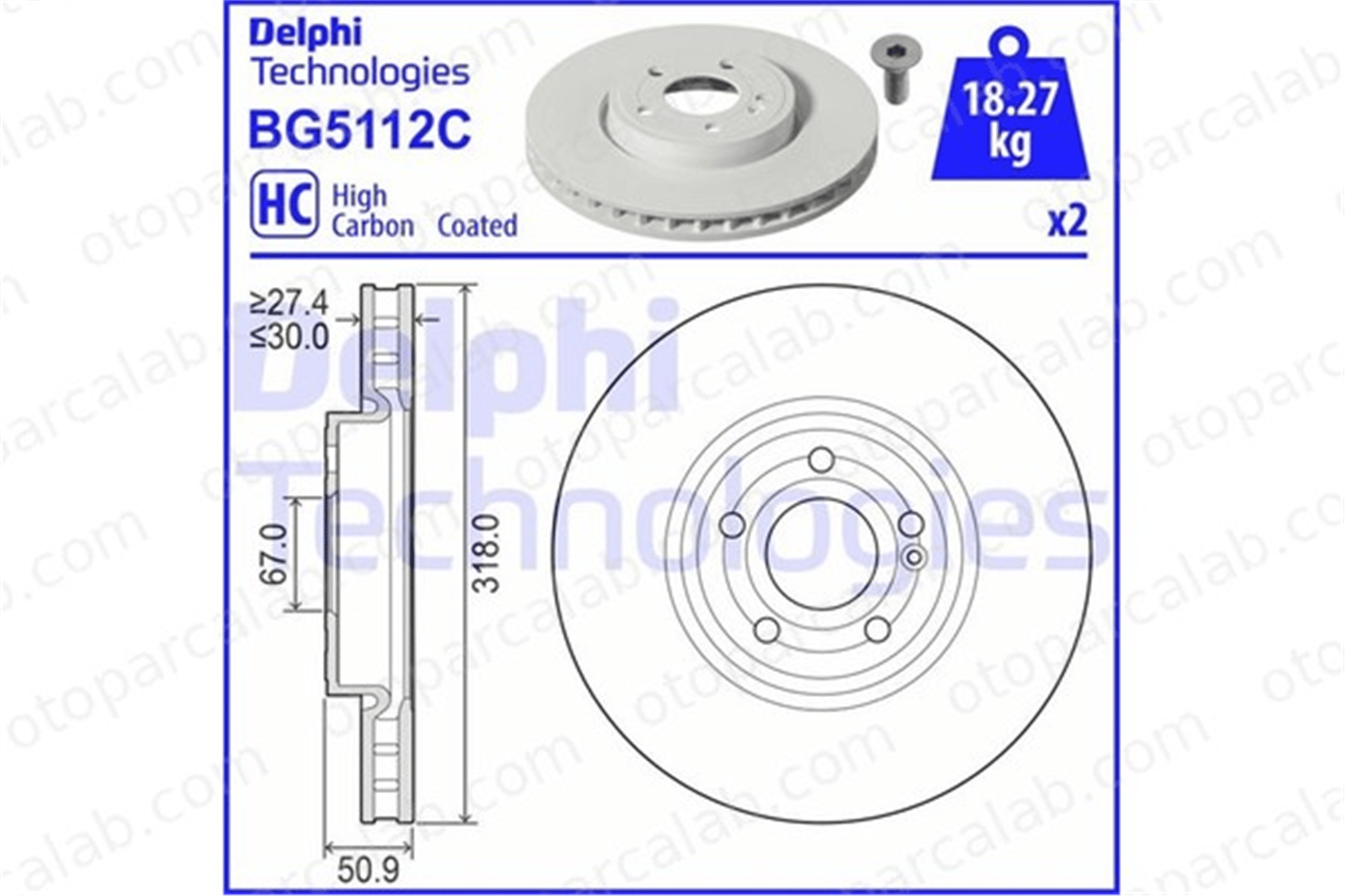 DELPHI BG5112C Fren Disk Ayna Ön Sağ ve Sol MERCEDES-BENZ A-SERISI A-SERISI Sedan A2474210712 2474210712