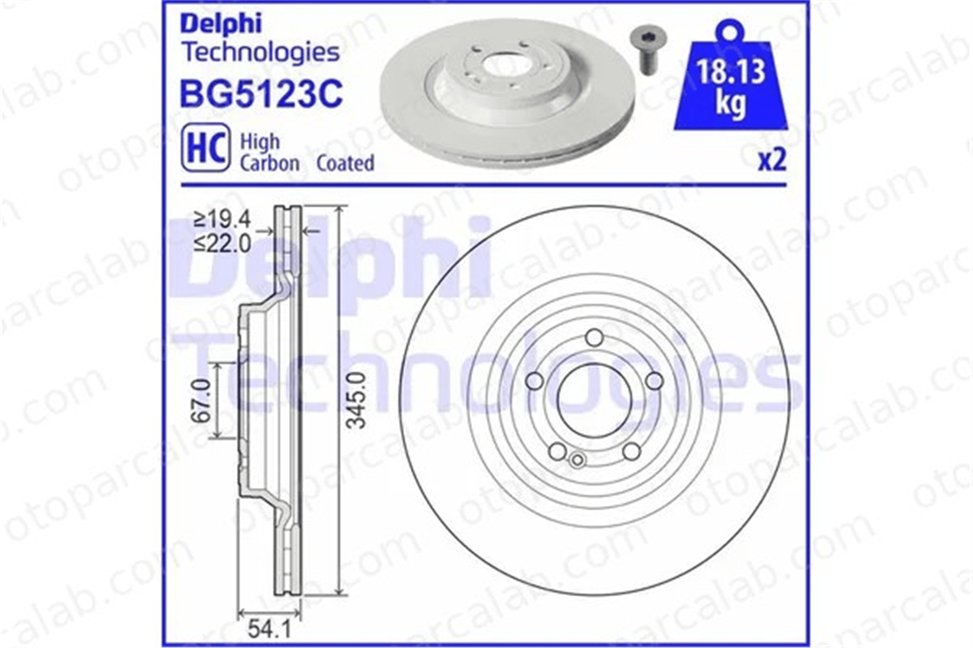DELPHI BG5123C Fren Disk Ayna Arka Sağ ve Sol MERCEDES-BENZ GLE GLE Coupe 1674238900 167423890007