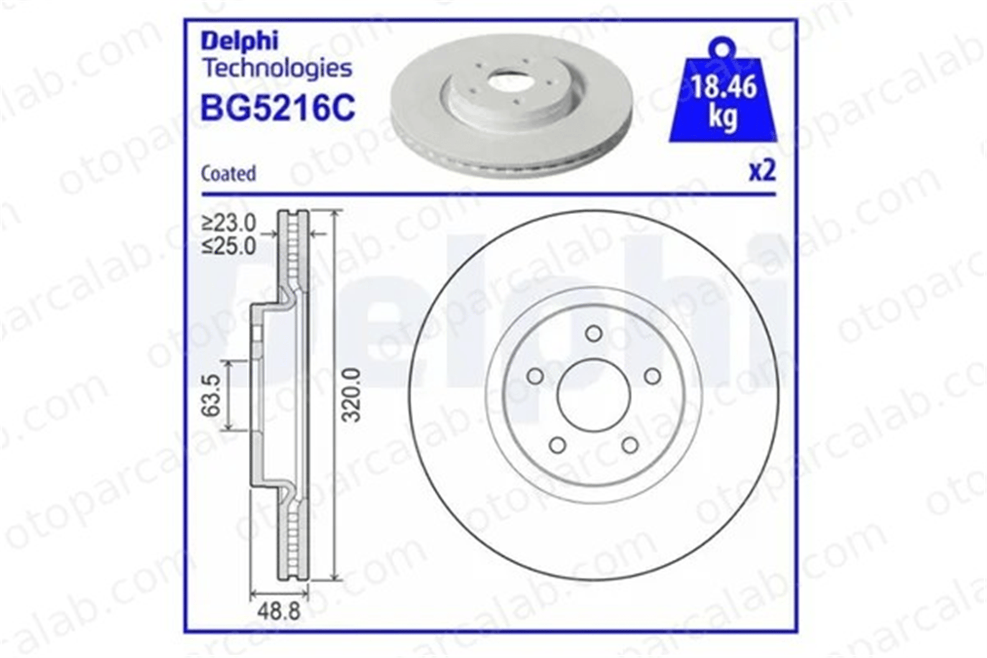 DELPHI BG5216C Fren Disk Ayna Ön Sağ ve Sol VOLVO V50 S40 II 1368548 1384290