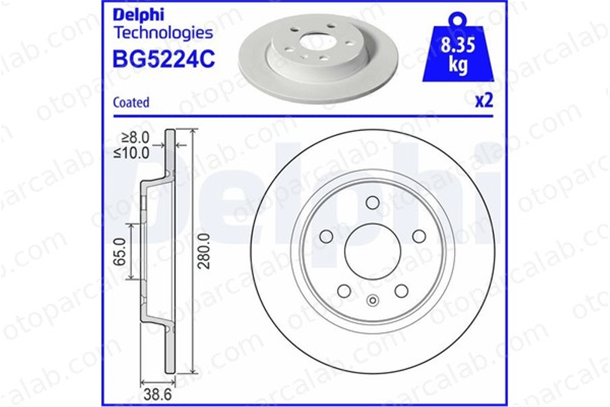 DELPHI BG5224C Fren Disk Ayna Arka Sağ ve Sol MG MG ZS SUV 10190740