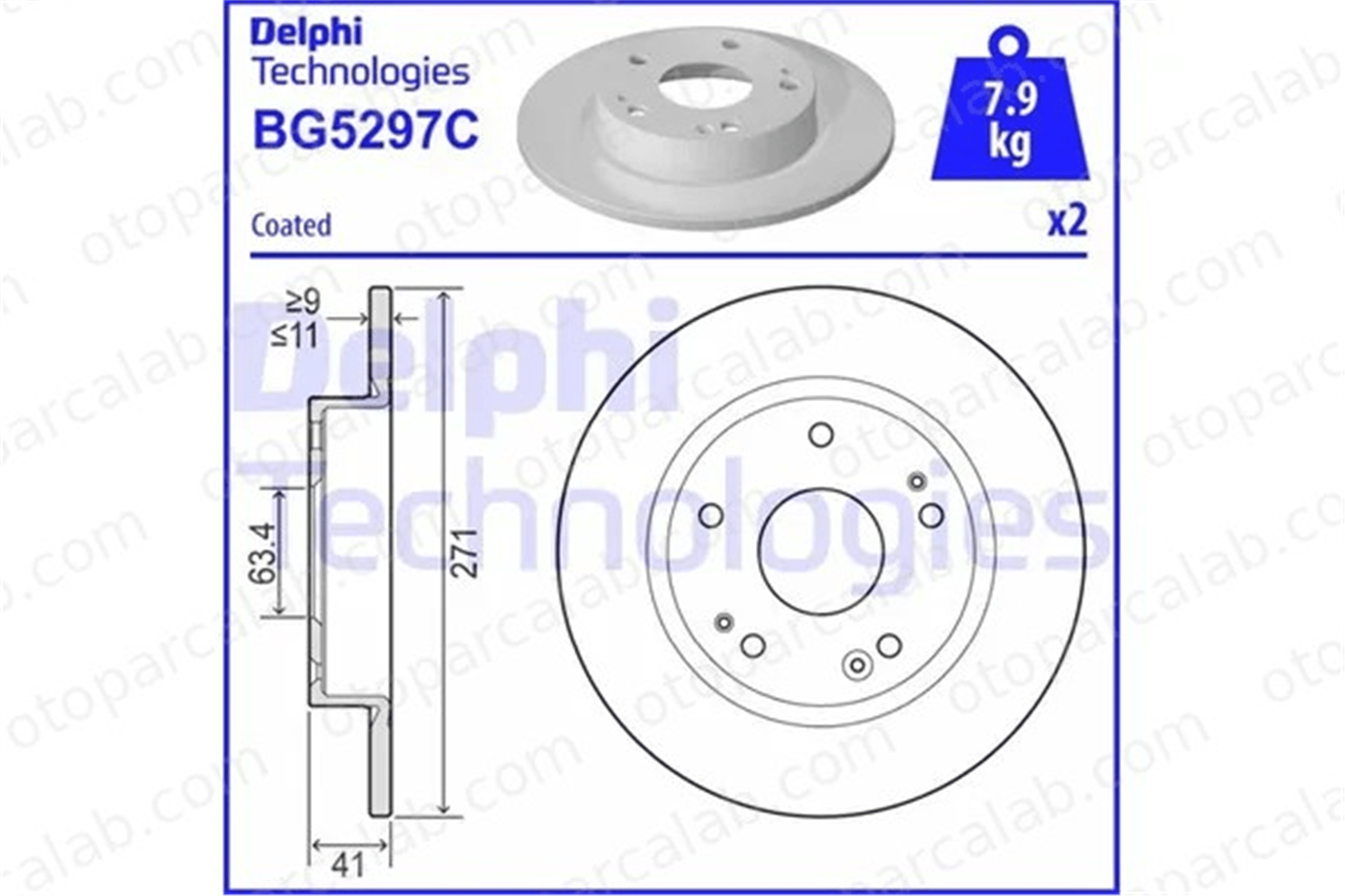 DELPHI BG5297C Fren Disk Ayna Arka Sağ ve Sol FORD FOCUS IV FOCUS IV Turnier 2196429 JX612A315AEA