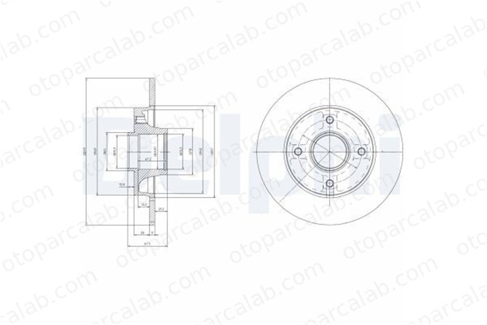 DELPHI BG9022RS Fren Disk Ayna Arka Sağ ve Sol PEUGEOT 208 I CITROËN DS3 424919 424932