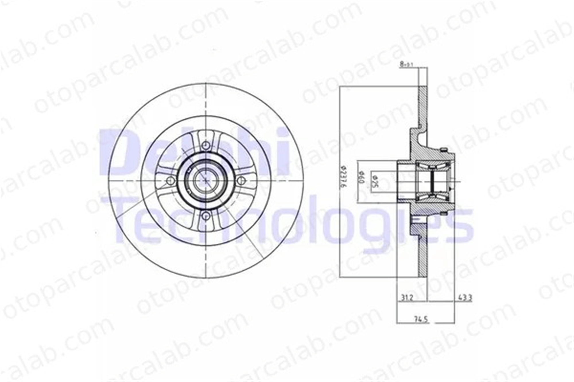 DELPHI BG9025RS Fren Disk Ayna Arka Sağ ve Sol RENAULT MEGANE I 19 II Chamade 7700828882 7700829553