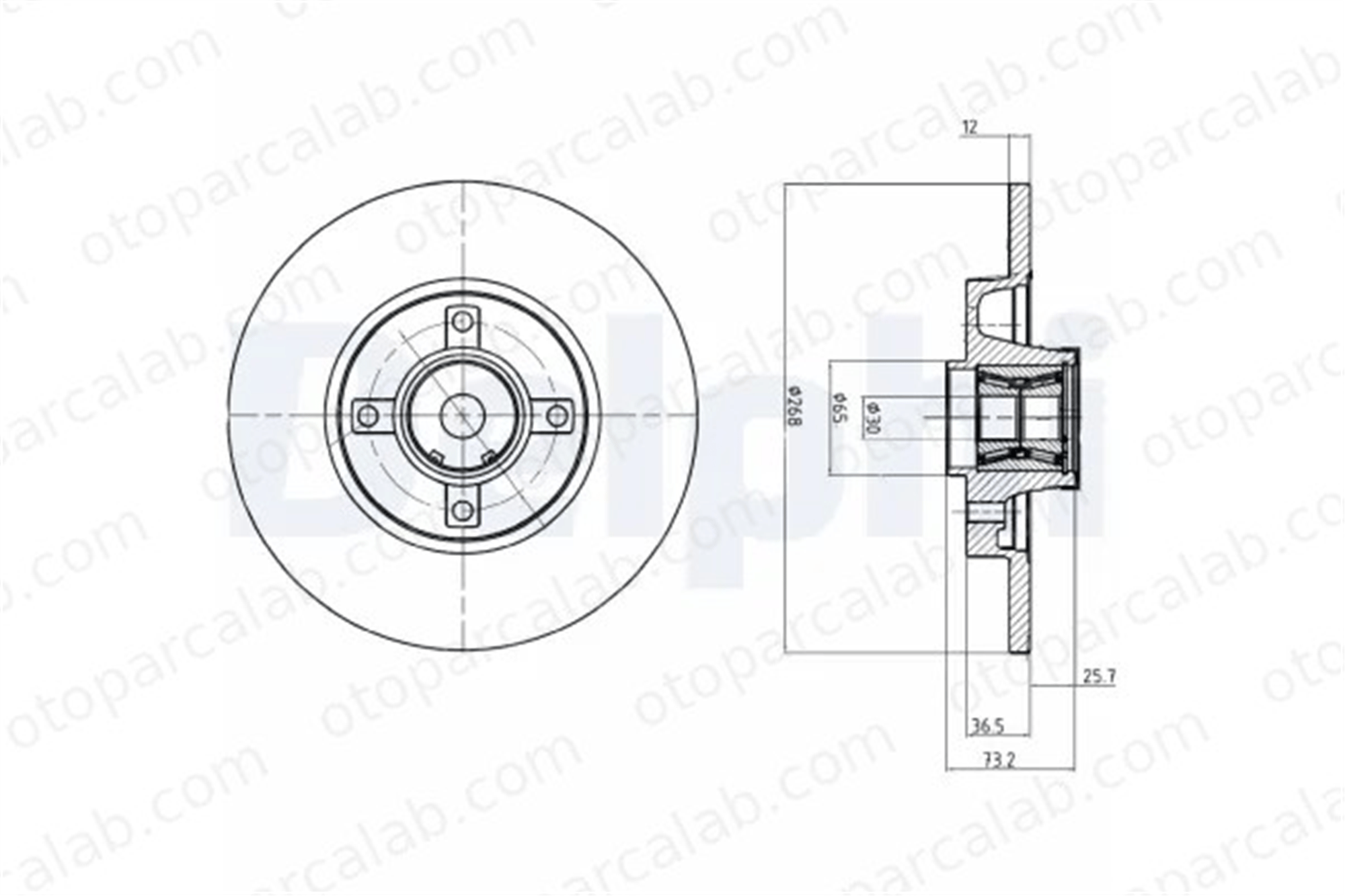 DELPHI BG9053RS Fren Disk Ayna Arka Sağ ve Sol PEUGEOT 308 SW I CITROËN BERLINGO Kasa/büyük limuzin 424945 1611840880
