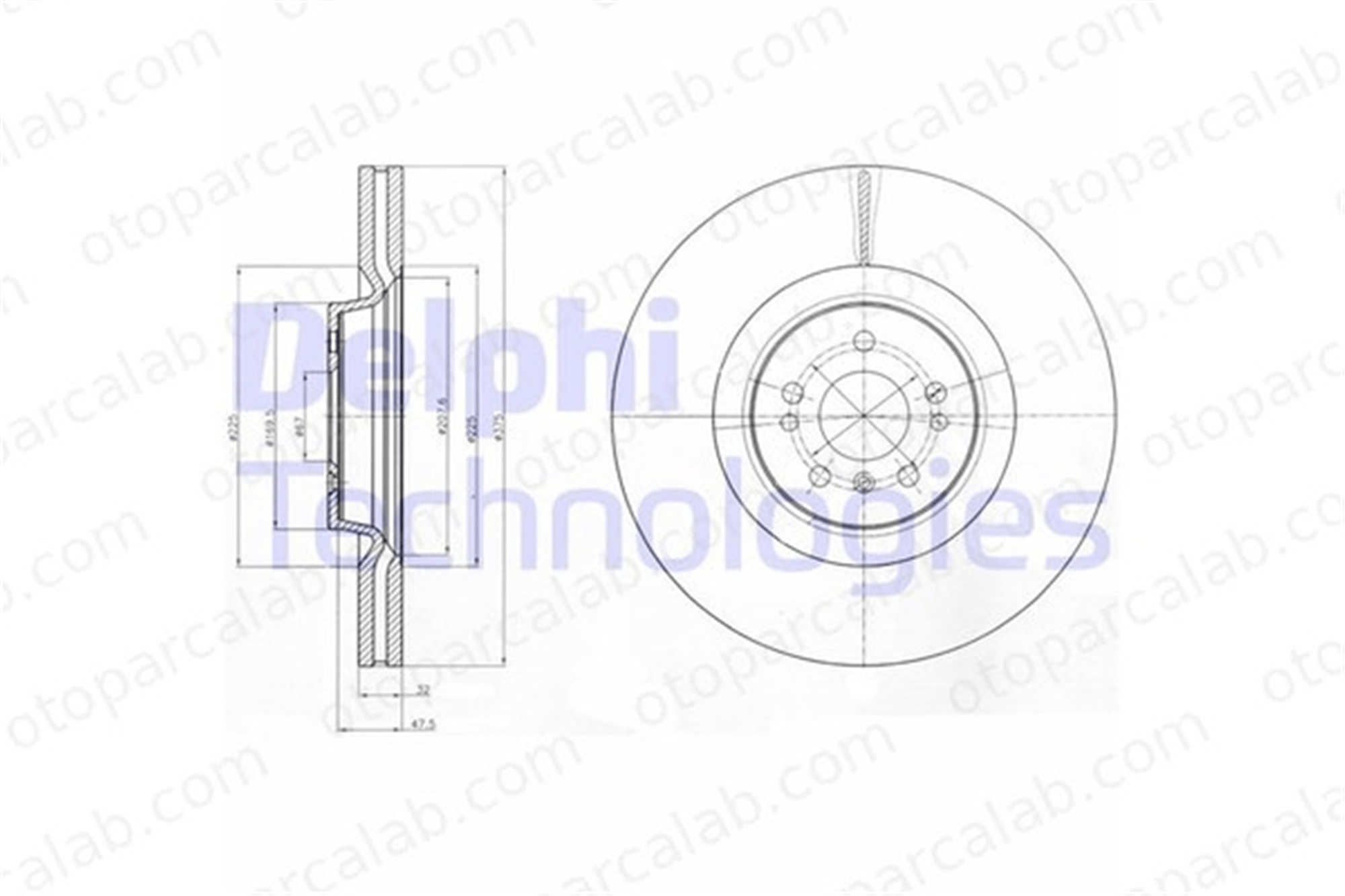 DELPHI BG9060C Fren Disk Ayna Ön Sağ ve Sol MERCEDES-BENZ GL-SERISI R-SERISI 1644210612 1644211512