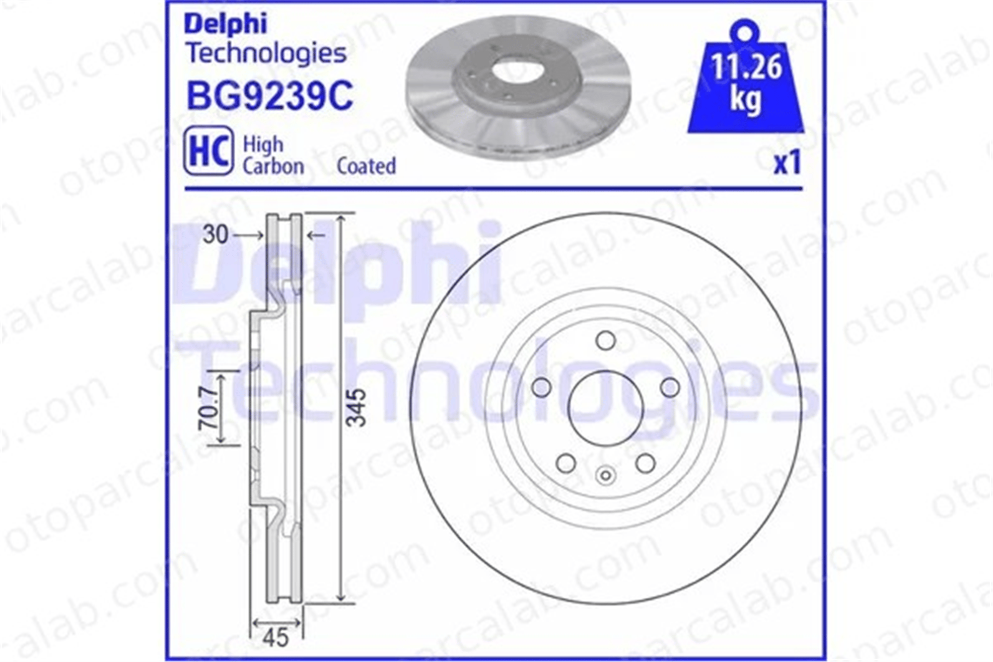DELPHI BG9239C Fren Disk Ayna Ön Sağ ve Sol OPEL INSIGNIA B Country Tourer INSIGNIA B Grand Sport 13521006 13598063