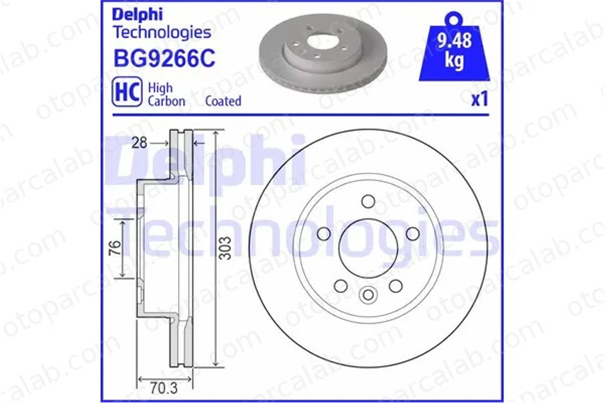 DELPHI BG9266C Fren Disk Ayna Ön Sağ ve Sol VW CRAFTER Panelvan/Van MAN TGE Panelvan/Van 2N0615301A 65508030000