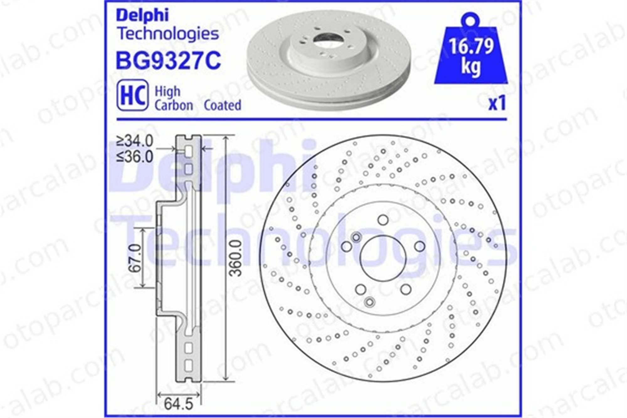 DELPHI BG9327C Fren Disk Ayna Ön Sağ ve Sol MERCEDES-BENZ C-SERISI Coupe C-SERISI 4212012 0004212012