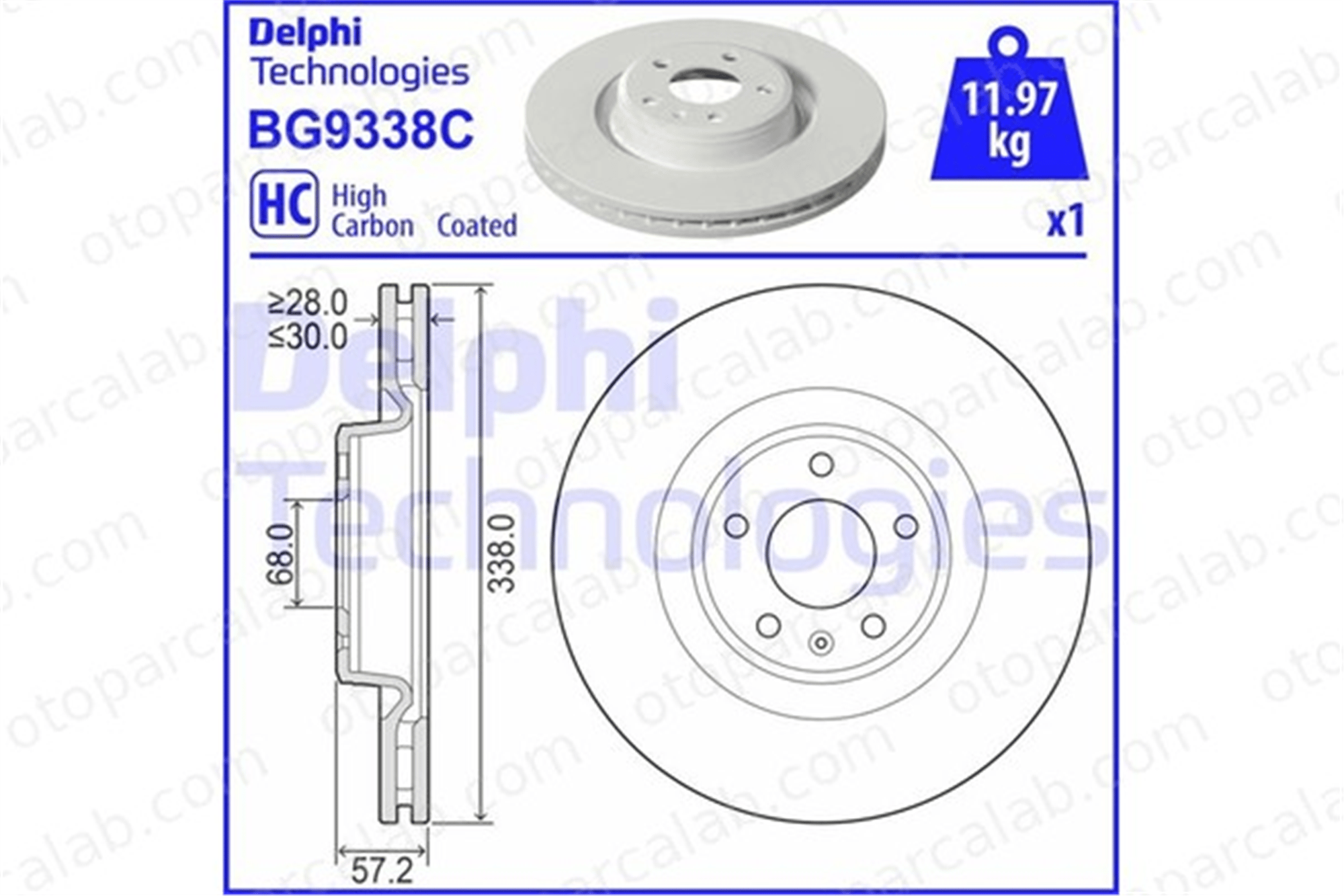 DELPHI BG9338C Fren Disk Ayna Ön Sağ ve Sol AUDI A4 B9 A5 8W0615301AB 80A615301A