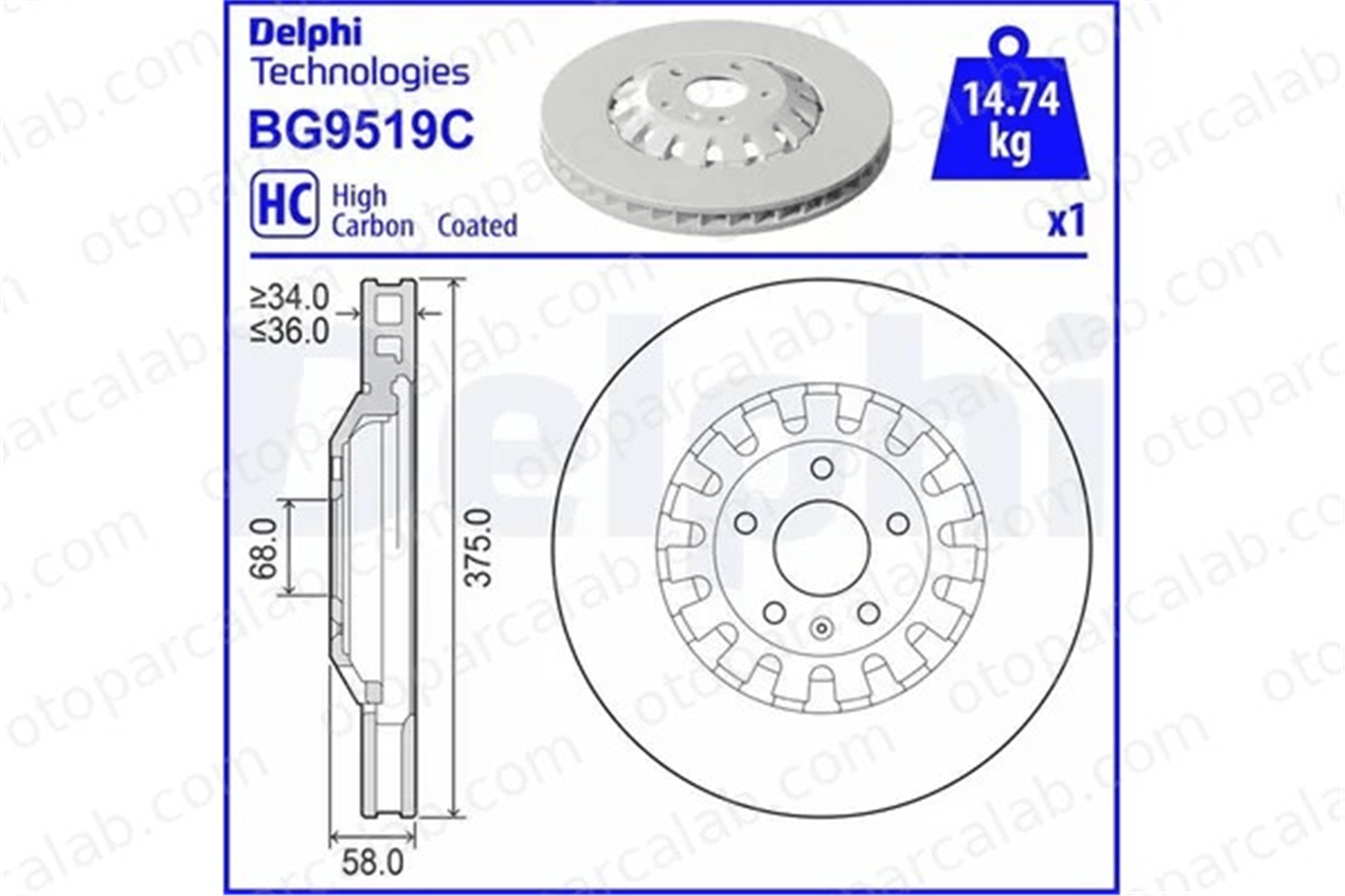 DELPHI BG9519C Fren Disk Ayna Ön Sağ ve Sol AUDI Q7 A8 D5 4M0615301AS 4M0615301AD